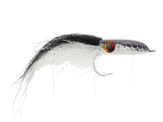 Snake Head Popper, Size 2/0 | Black and White | Qty. 2 | Wild Water Fly Fishing