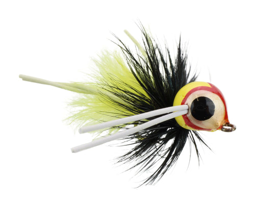 Spherical Body Panfish Popper, Size 10 | Yellow and Black | Qty. 4 | Wild Water Fly Fishing