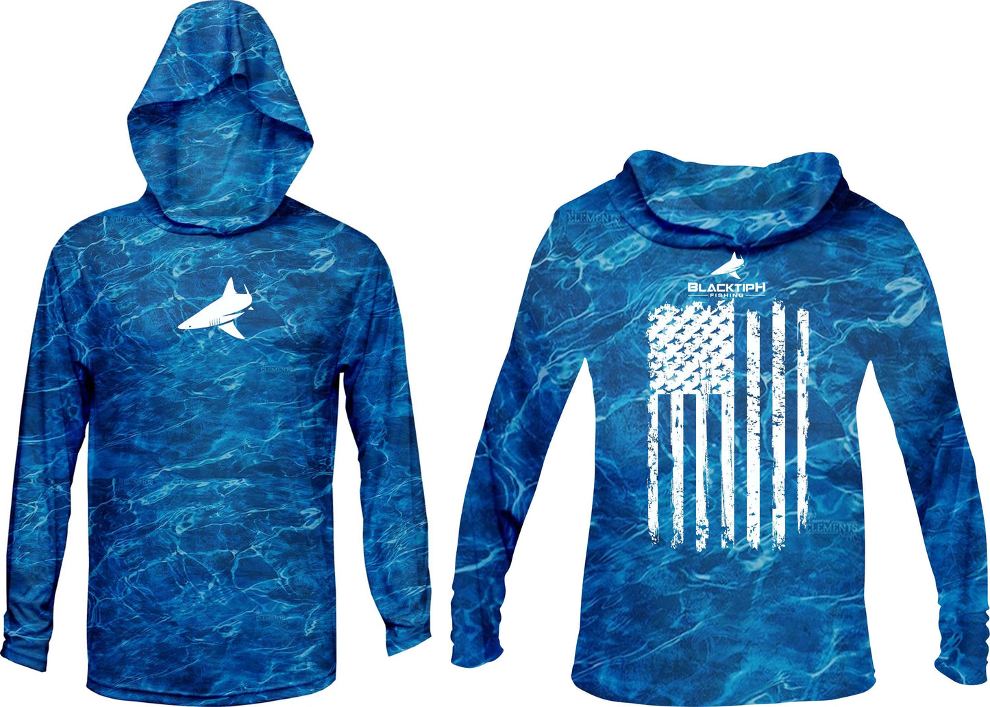 BlacktipH Patriotic Performance Distressed Hoodie with UPF 50+ Protection