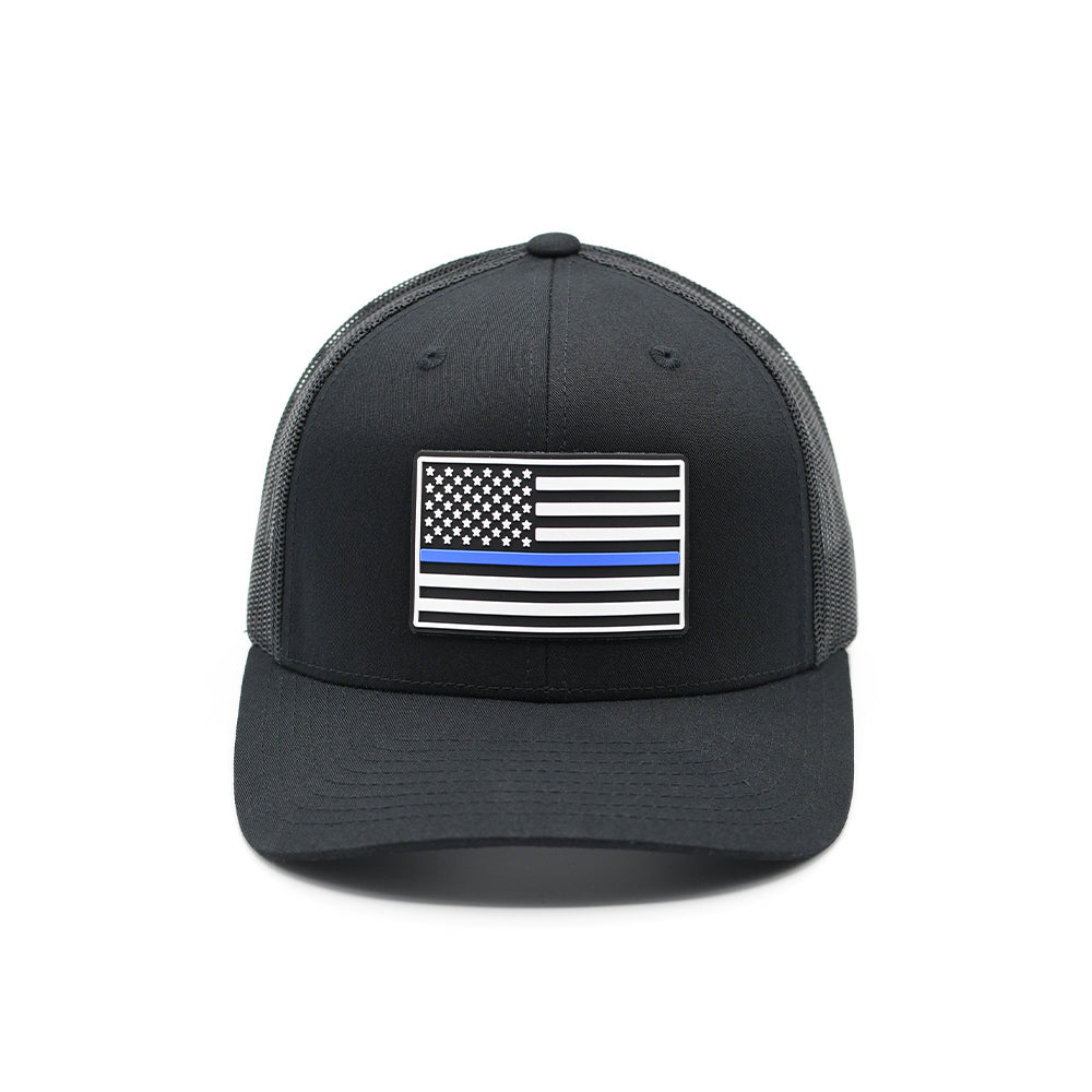 Thin Blue Line Flag PVC Patch Hat