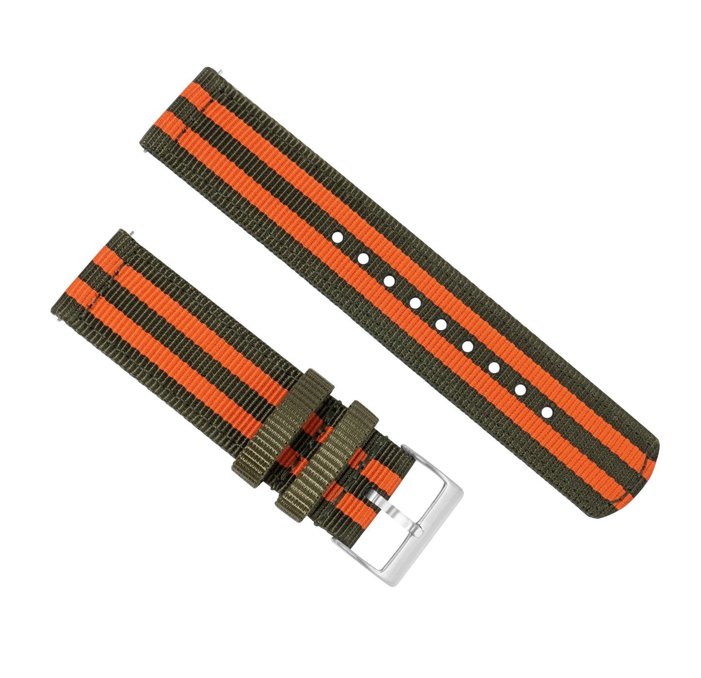 Army Green Orange Two Piece NATO® Style Watch Band