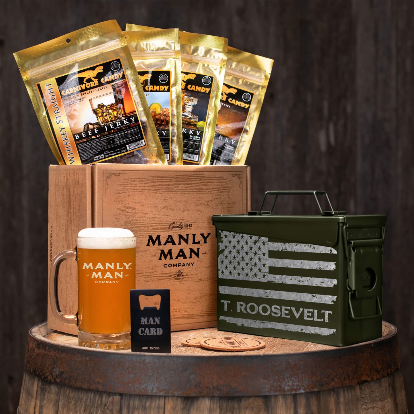 Booze Infused Jerky Ammo Can Gift Basket