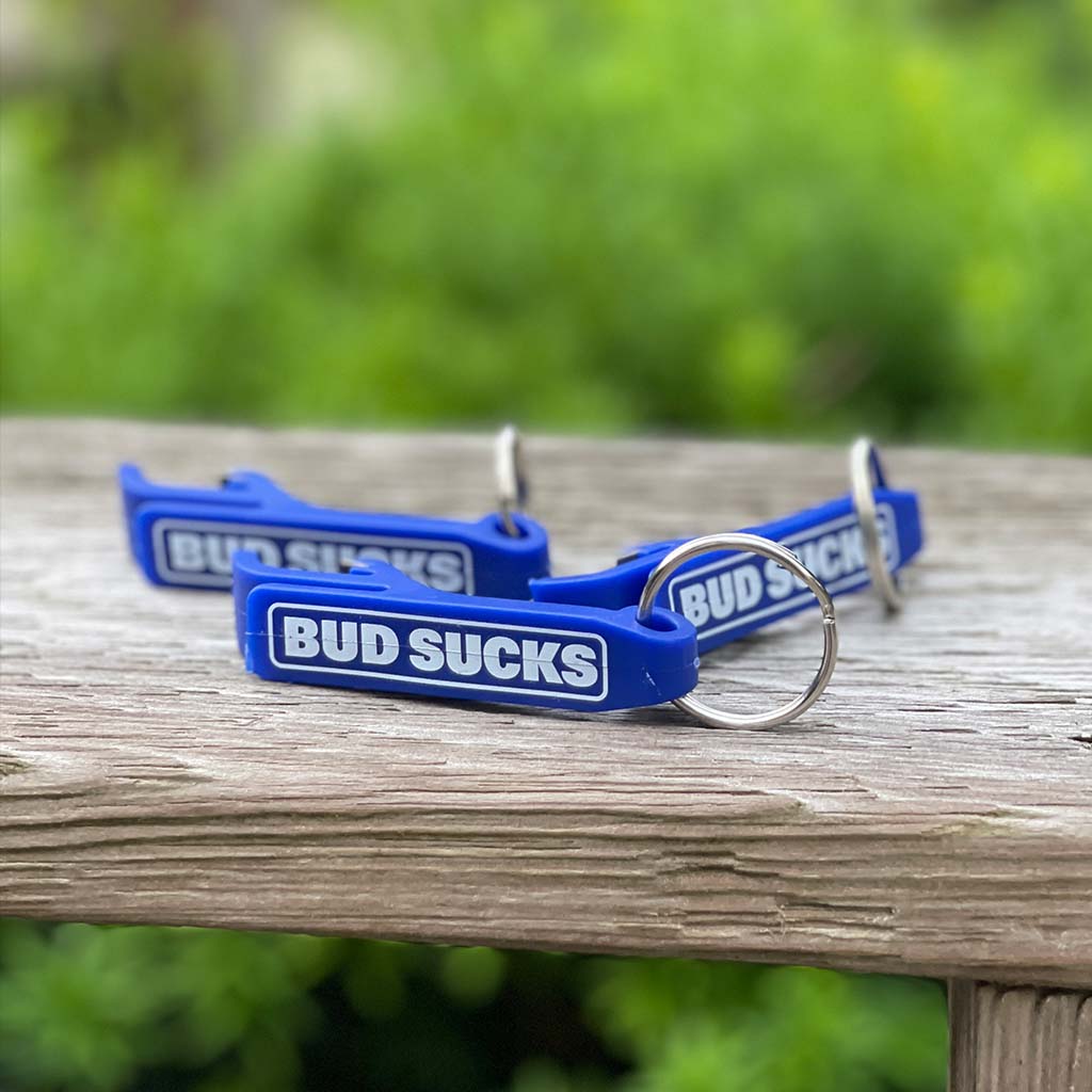 Bottle Opener Keychain - Bud Sucks