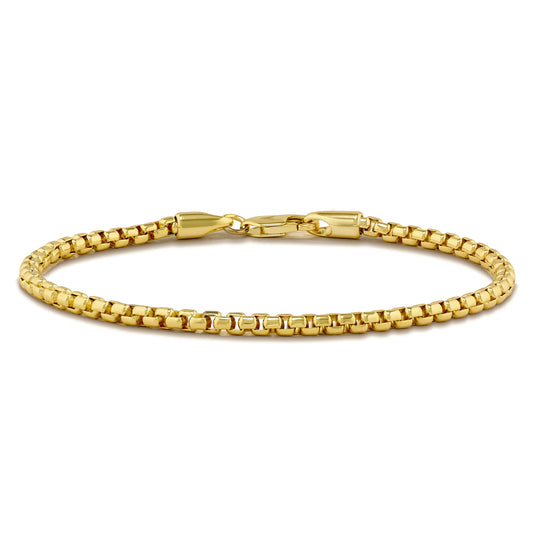 Box Chain Bracelet, 3MM - 14K Gold