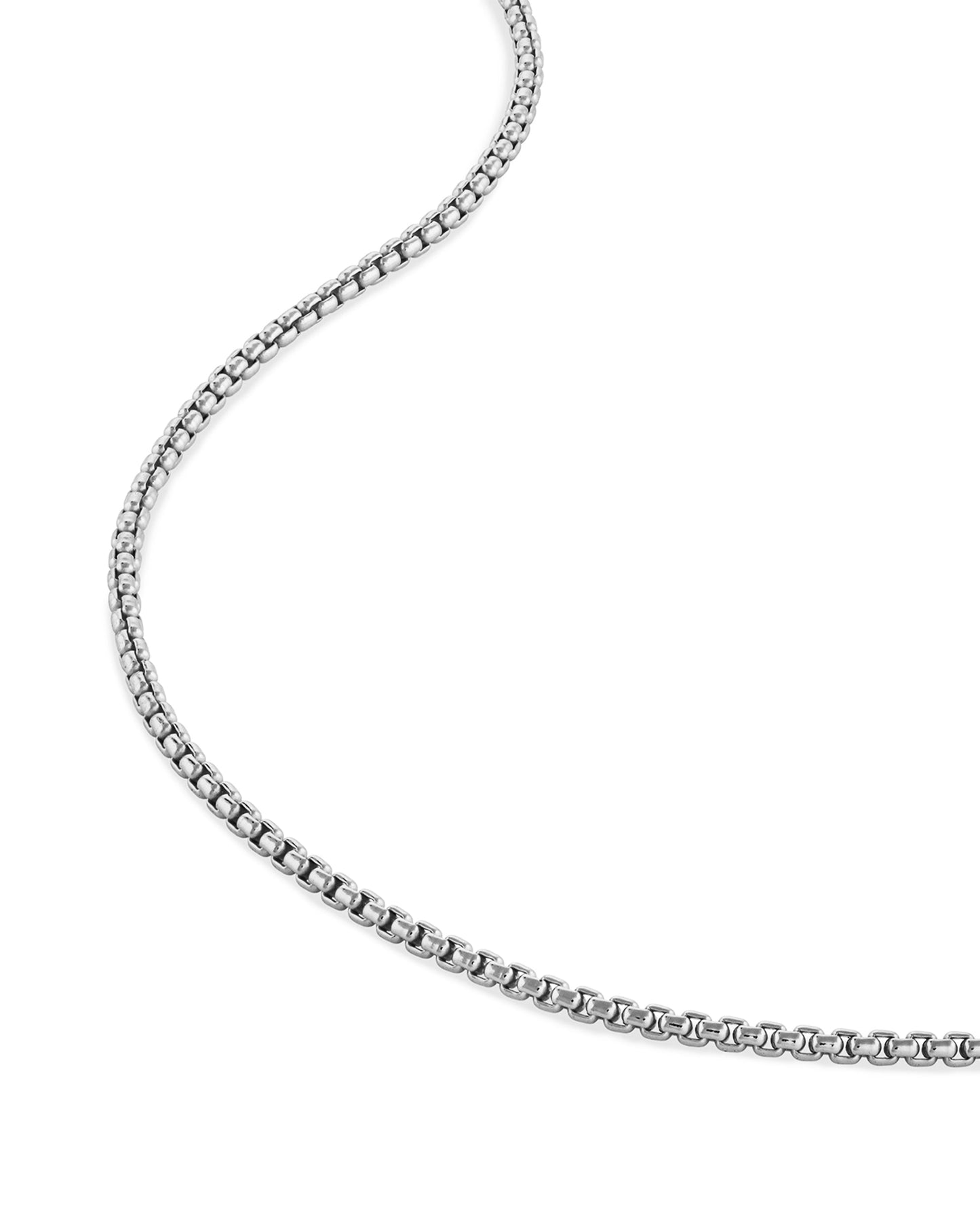 Box Chain Necklace, 2MM - Sterling Silver