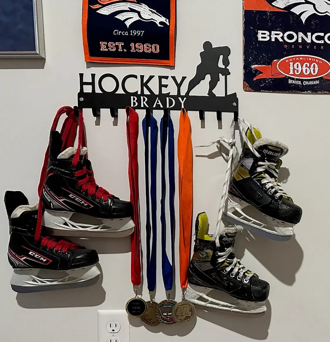 Ice Hockey Goalie - Medal Rack Display with Personalization Option