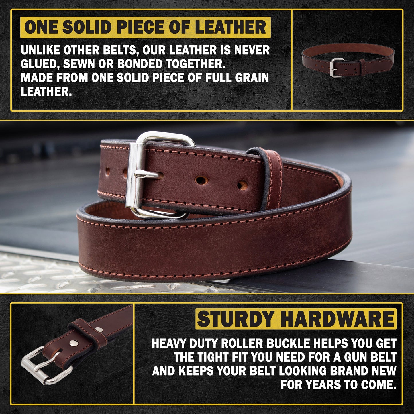 The Ultimate Concealed Carry CCW Leather Gun Belt - Made in USA - Lifetime Warranty