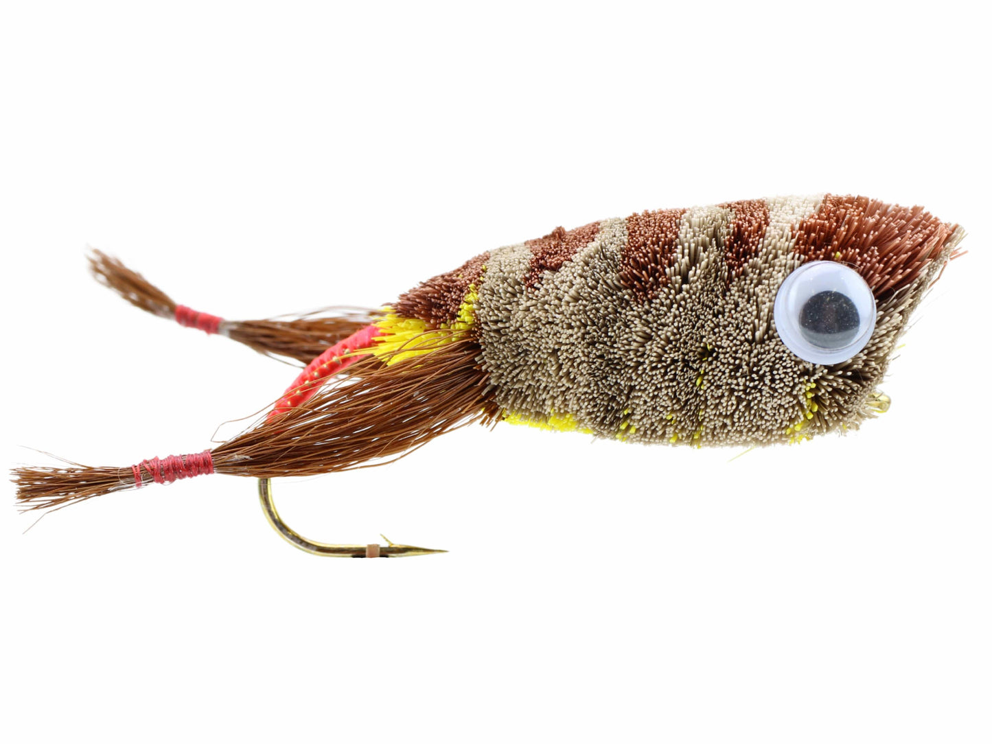 Deer Hair Frog Bass Bug Popper, Size 2 | Brown Frog | Qty. 2 | Wild Water Fly Fishing