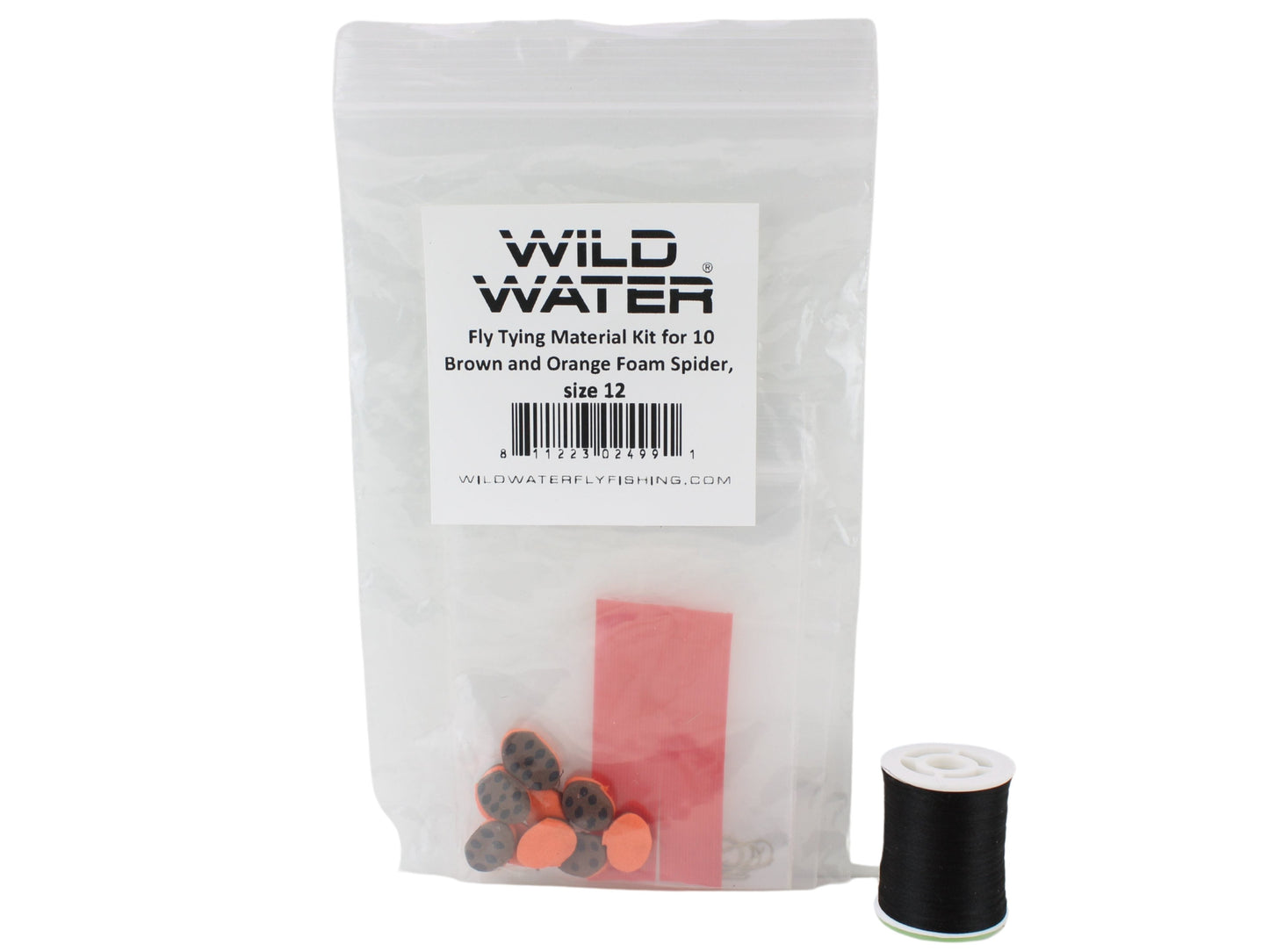 Brown and Orange Foam Spider Fly Tying Material Kit, size 12 | Wild Water Fly Fishing