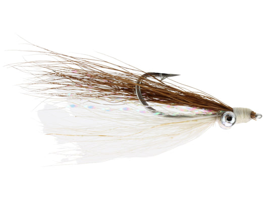 Clouser Minnow, Size 8 | Brown and White | Qty. 6 | Wild Water Fly Fishing