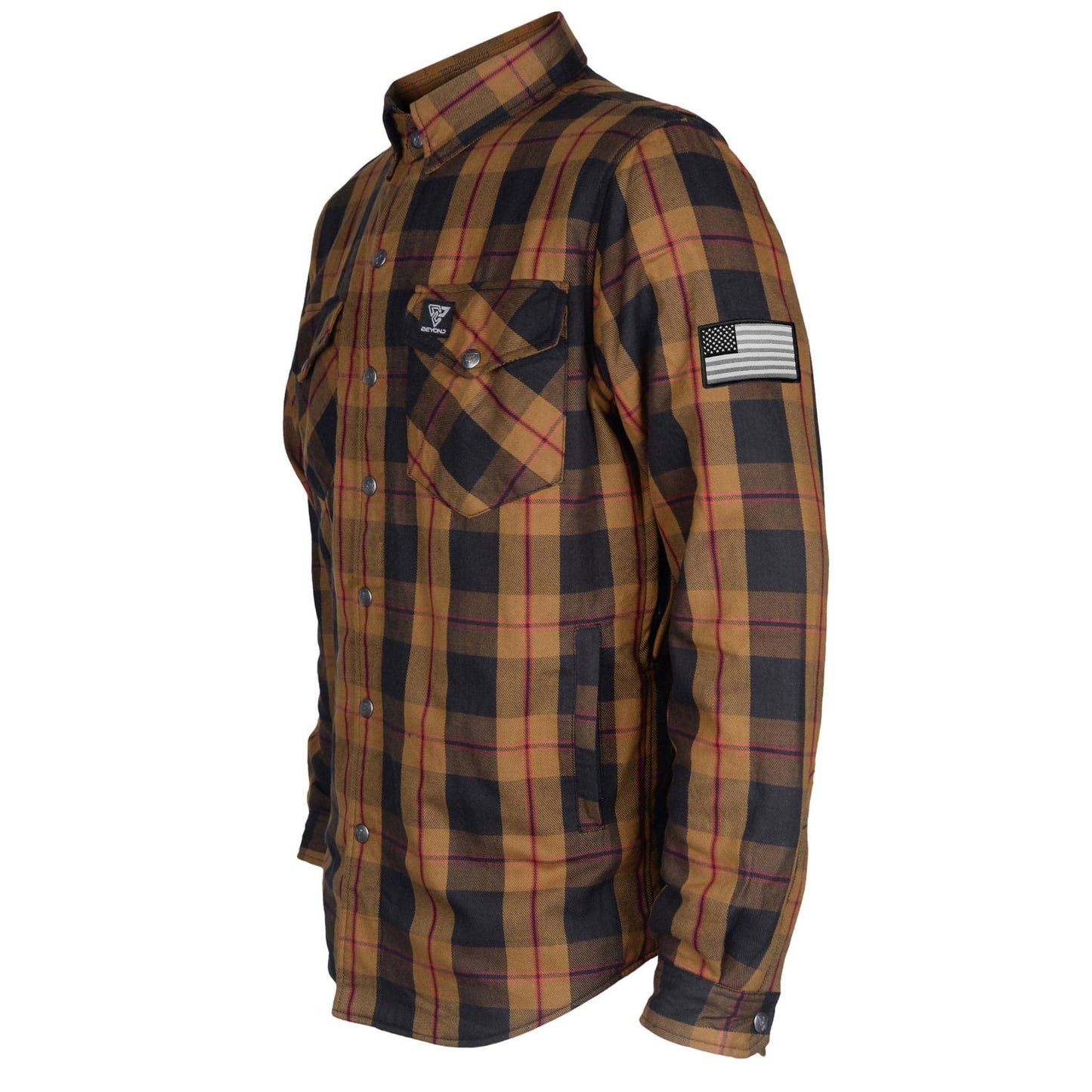 Protective Flannel Shirt - Brown, Black, Red with Pads