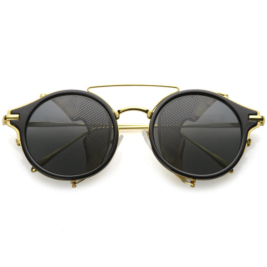 Vintage Dapper Steampunk Side Cover Round Sunglasses C083