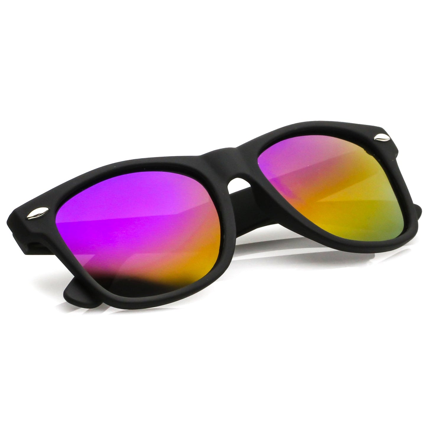 Flat Matte Black Mirrored Polarized Lens Horned Rim Sunglasses 8030