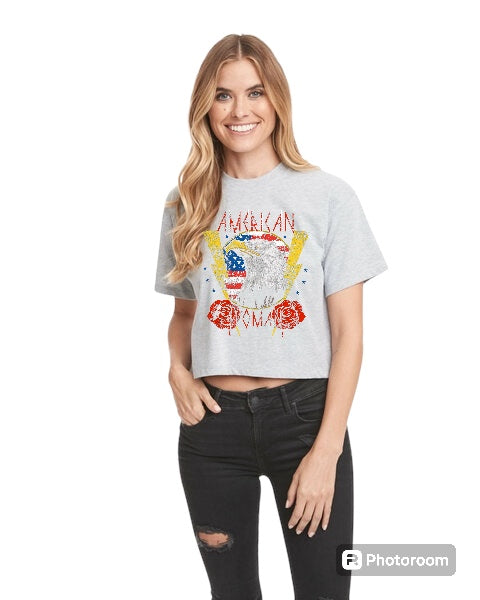 American Woman Eagle Rocker Crop tee