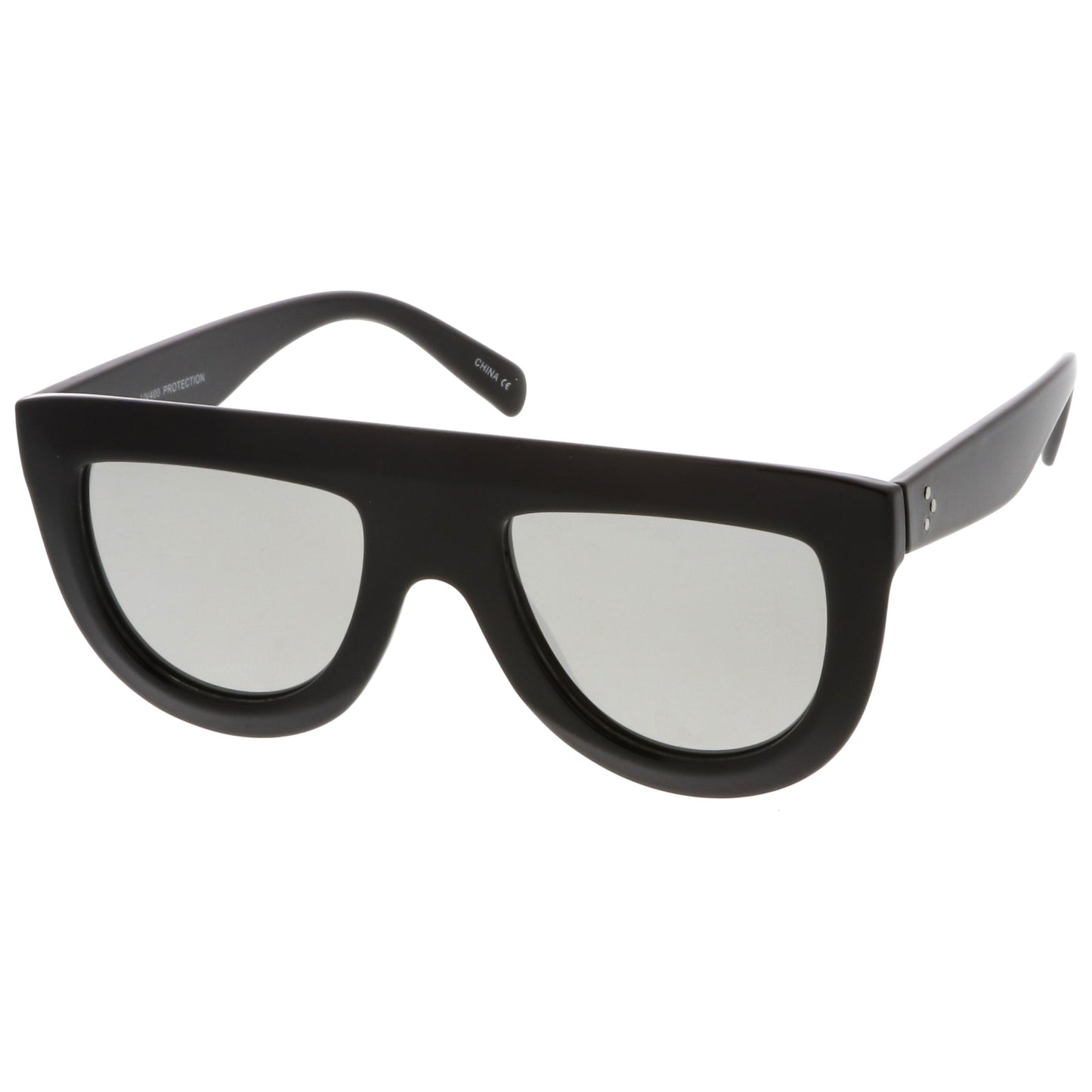 Oversize Retro Modern Flat Top Mirrored Lens Sunglasses C275