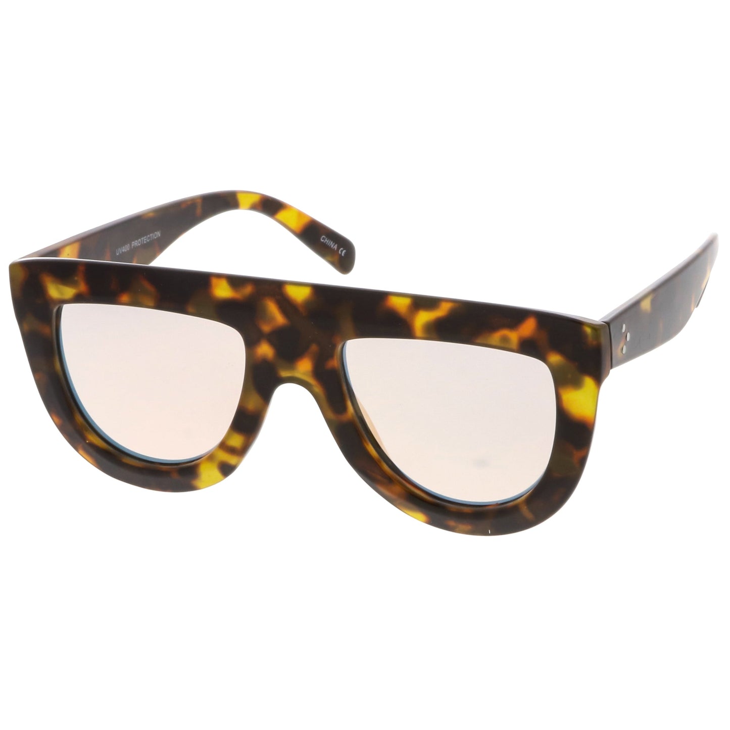 Oversize Retro Modern Flat Top Mirrored Lens Sunglasses C275