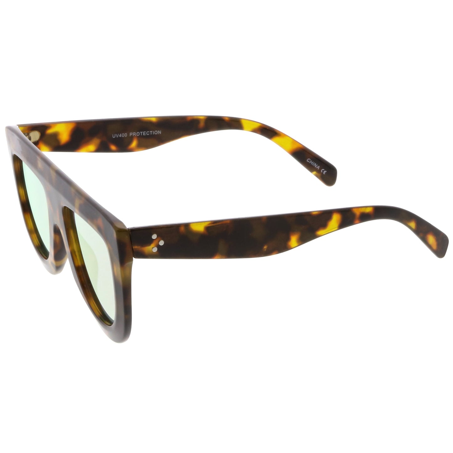 Oversize Retro Modern Flat Top Mirrored Lens Sunglasses C275