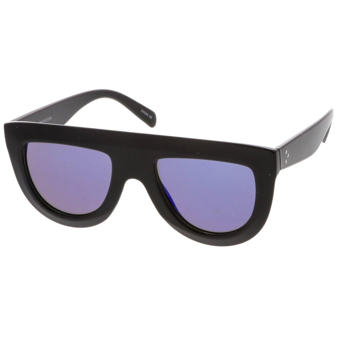 Oversize Retro Modern Flat Top Mirrored Lens Sunglasses C275