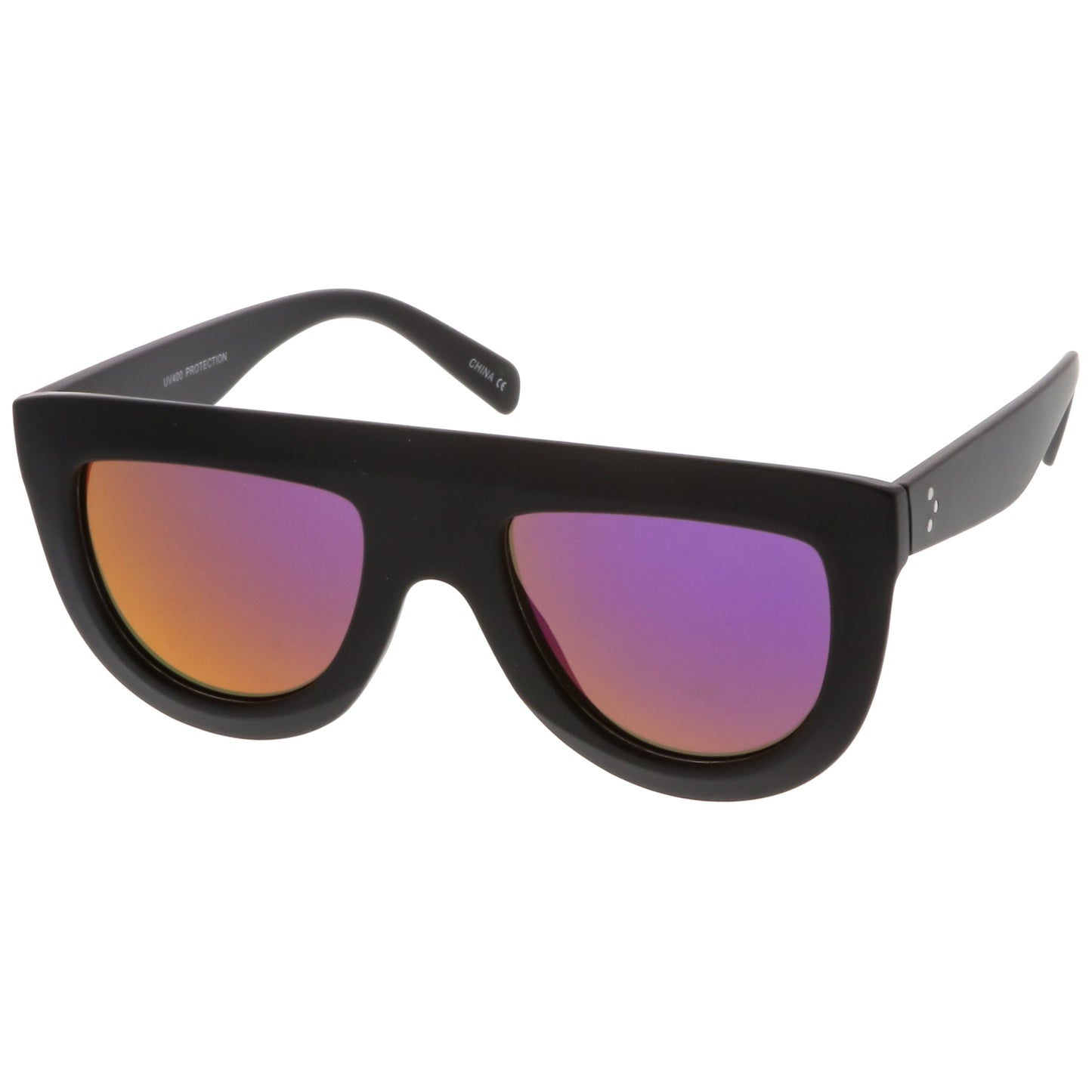 Oversize Retro Modern Flat Top Mirrored Lens Sunglasses C275