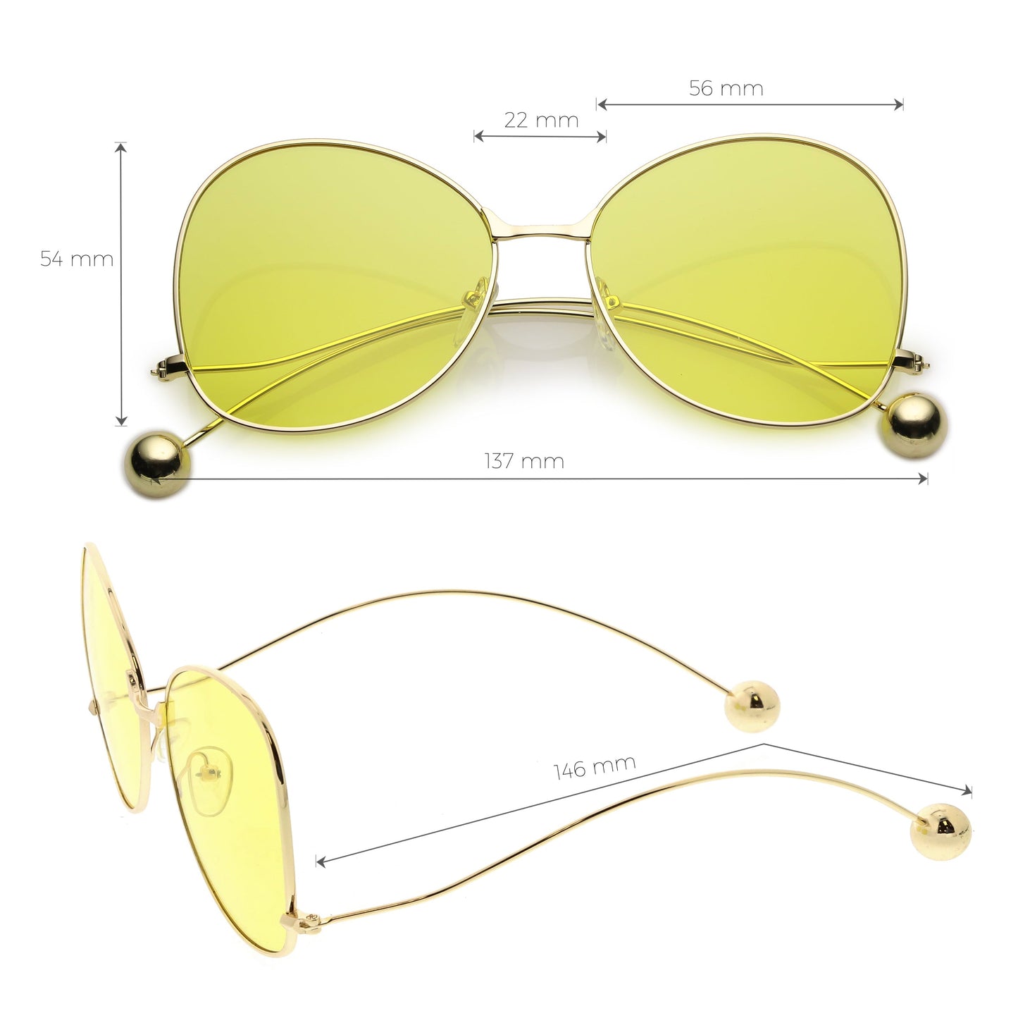 Women's Retro Oversize Butterfly Shape Color Tone Lens Sunglasses C443