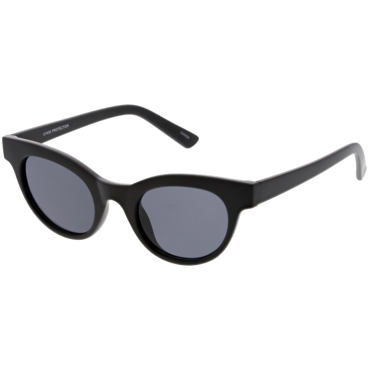 Women's Retro Horned Rim Cat Eye Narrow Flat Lens Sunglasses C514