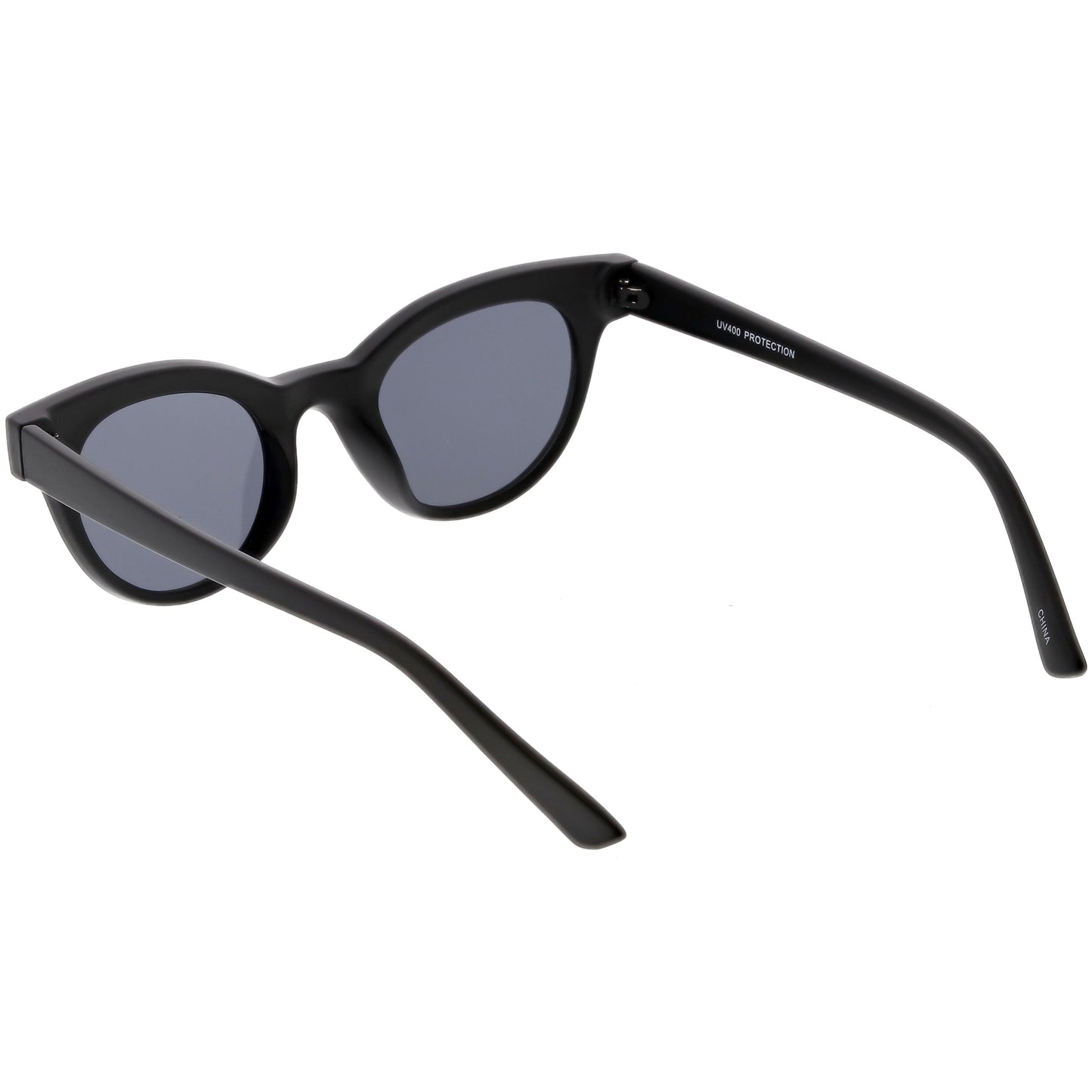 Women's Retro Horned Rim Cat Eye Narrow Flat Lens Sunglasses C514