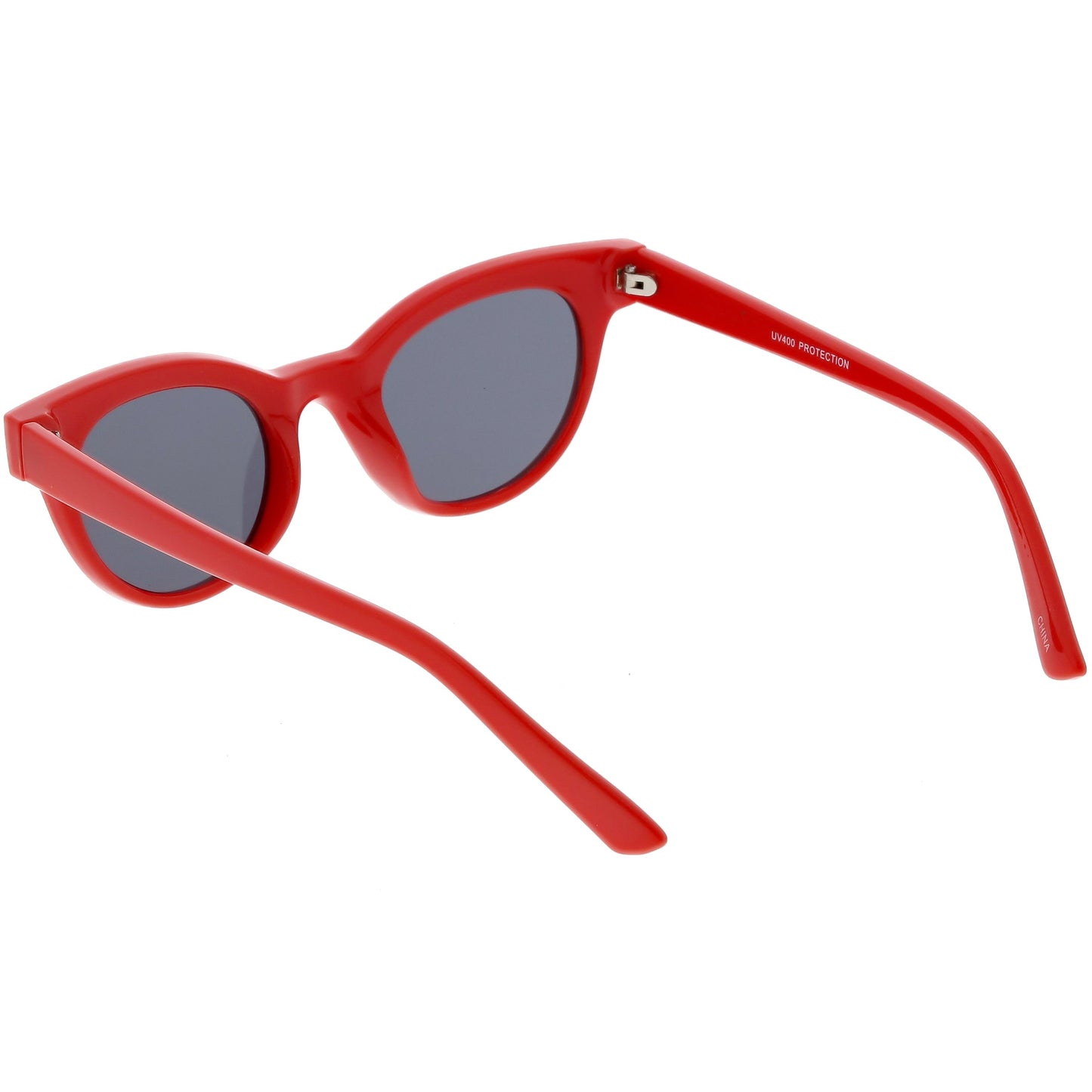 Women's Retro Horned Rim Cat Eye Narrow Flat Lens Sunglasses C514