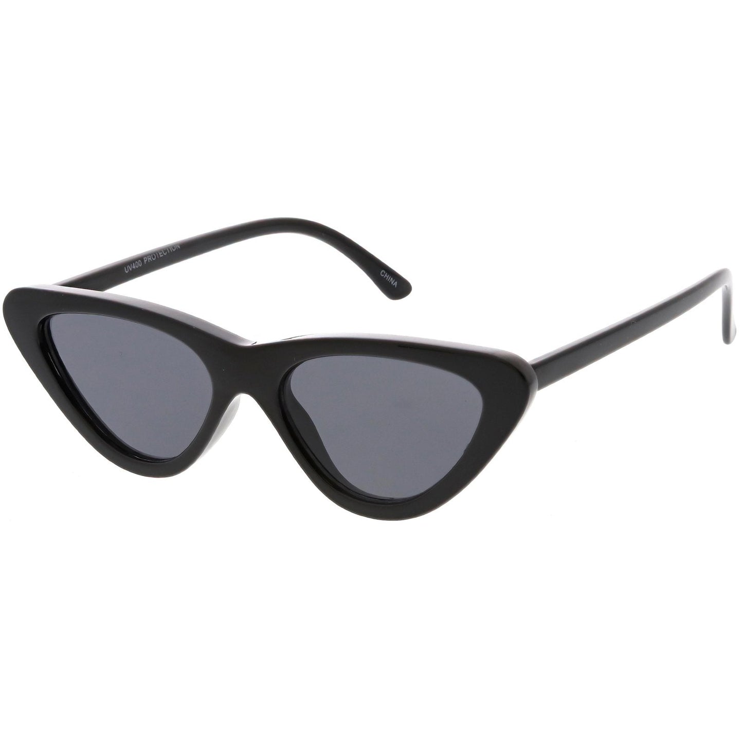 Small Retro Slim Flat Lens Cat Eye Sunglasses - C520