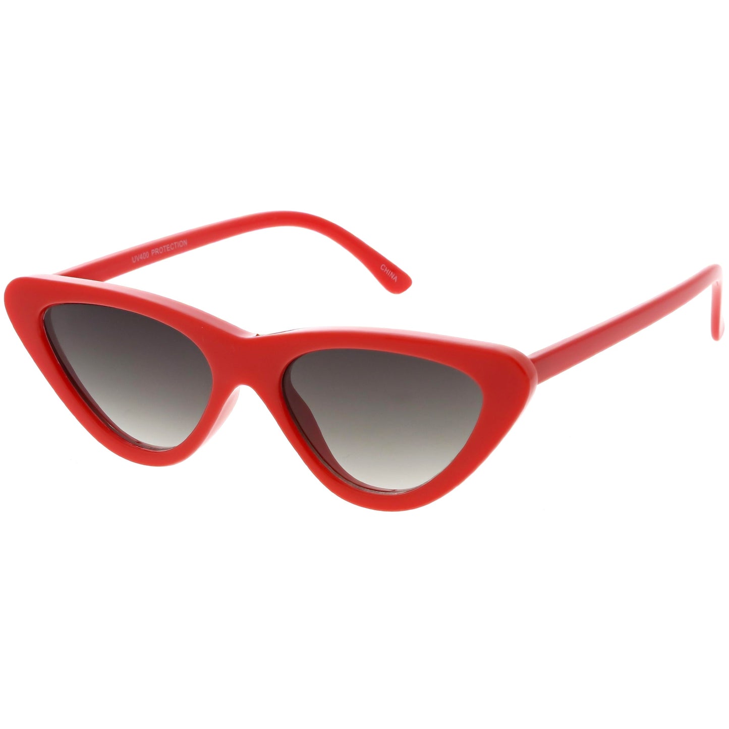 Small Retro Slim Flat Lens Cat Eye Sunglasses - C520