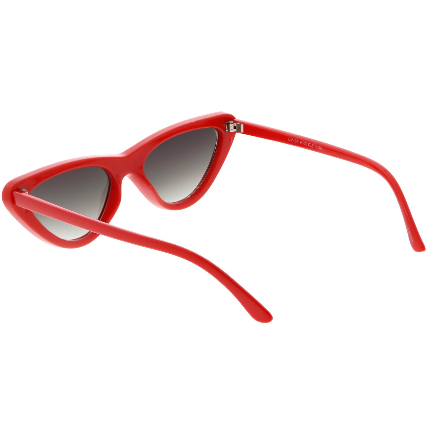 Small Retro Slim Flat Lens Cat Eye Sunglasses - C520