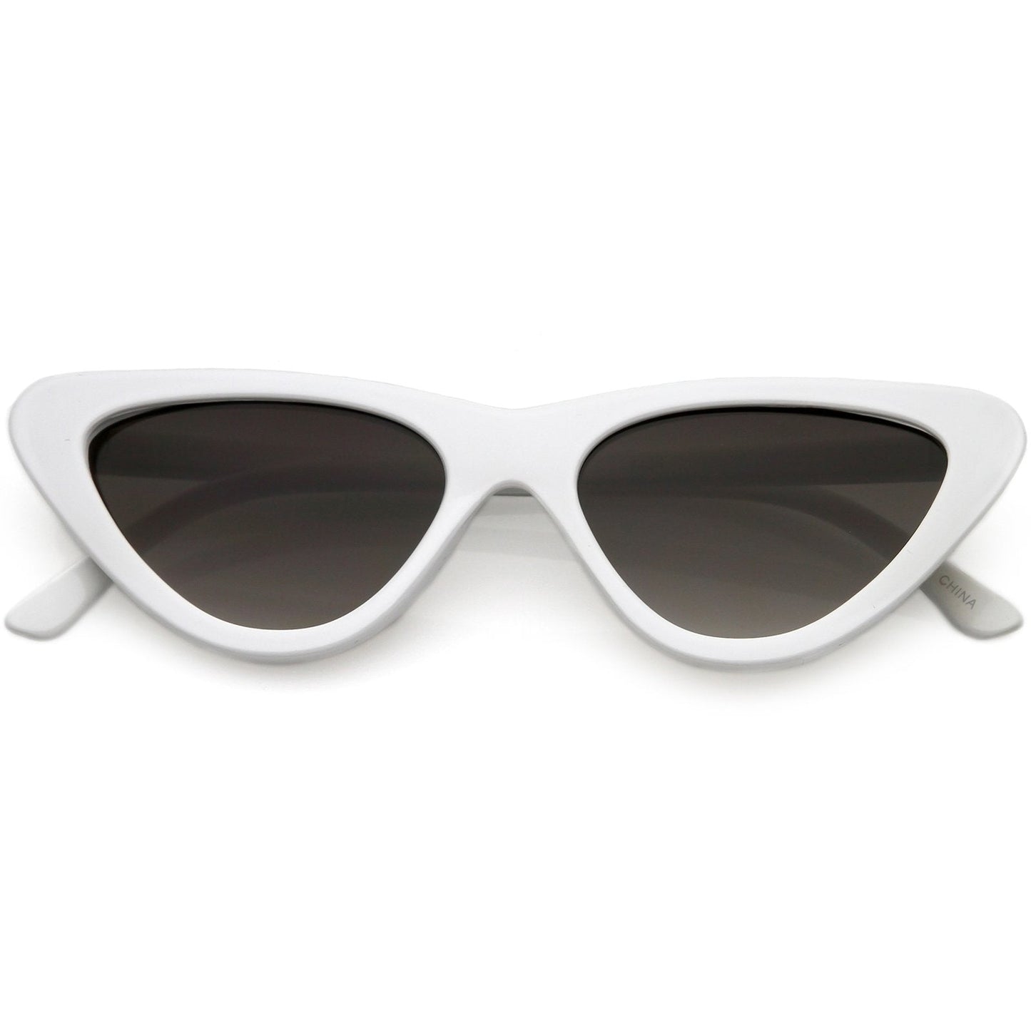 Small Retro Slim Flat Lens Cat Eye Sunglasses - C520