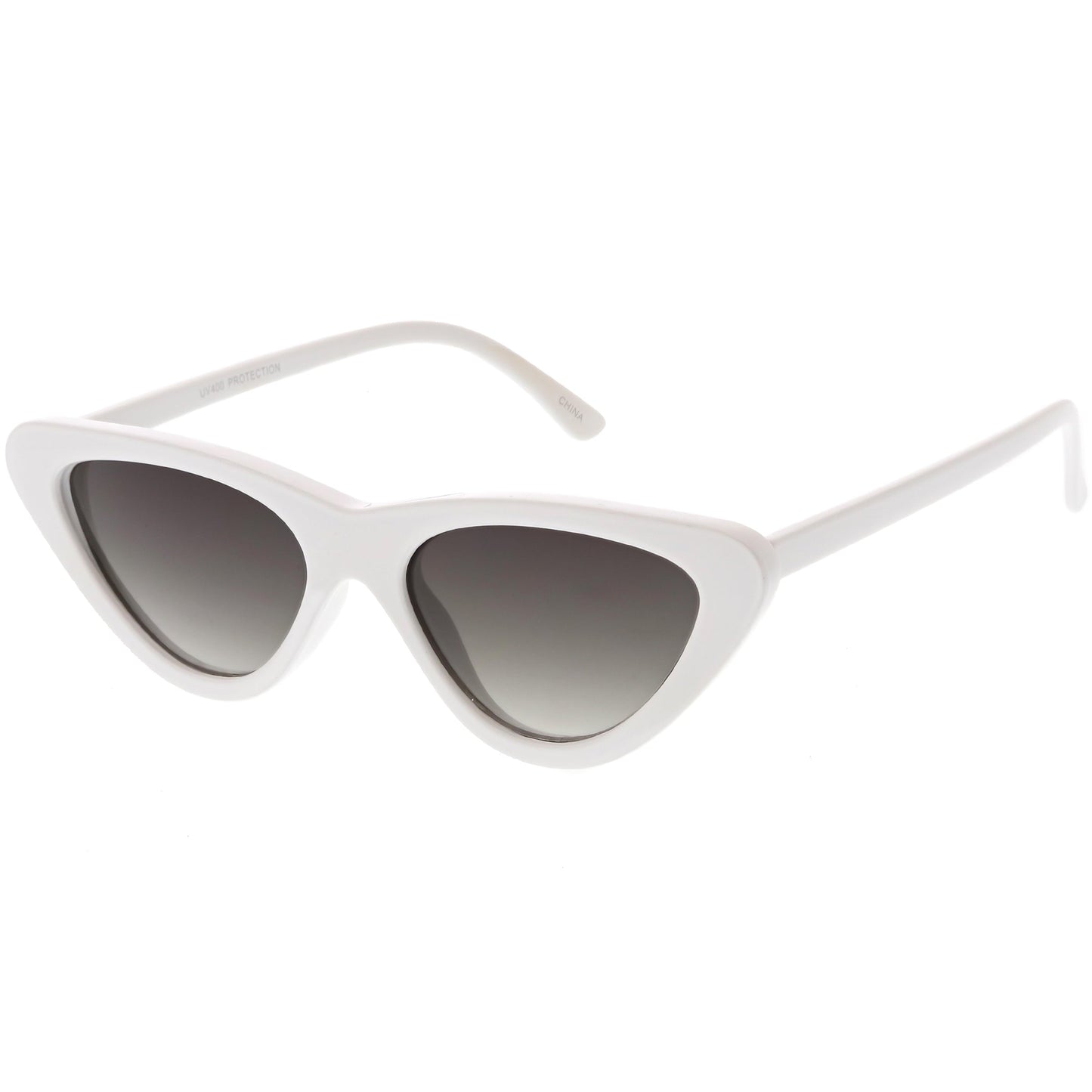 Small Retro Slim Flat Lens Cat Eye Sunglasses - C520