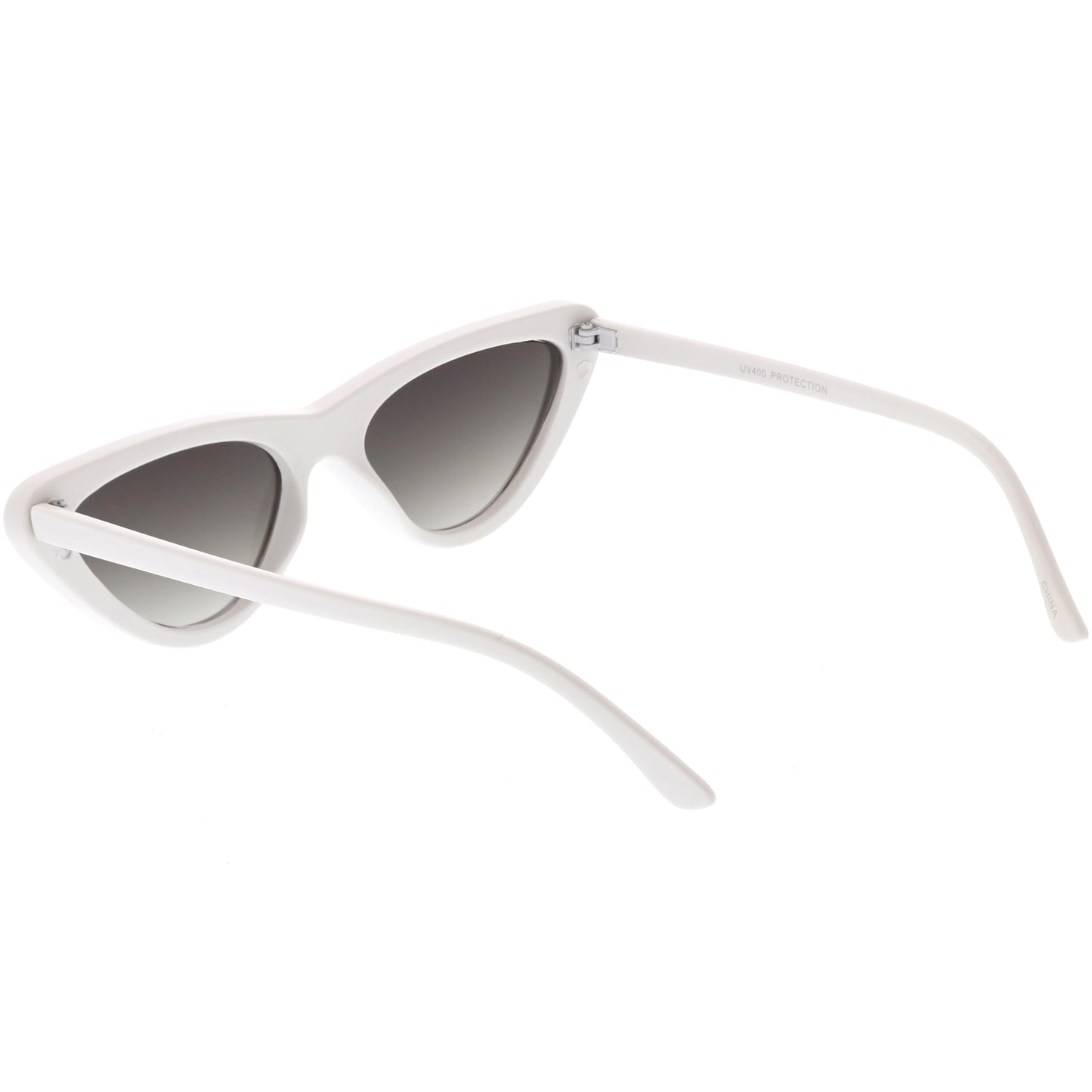 Small Retro Slim Flat Lens Cat Eye Sunglasses - C520