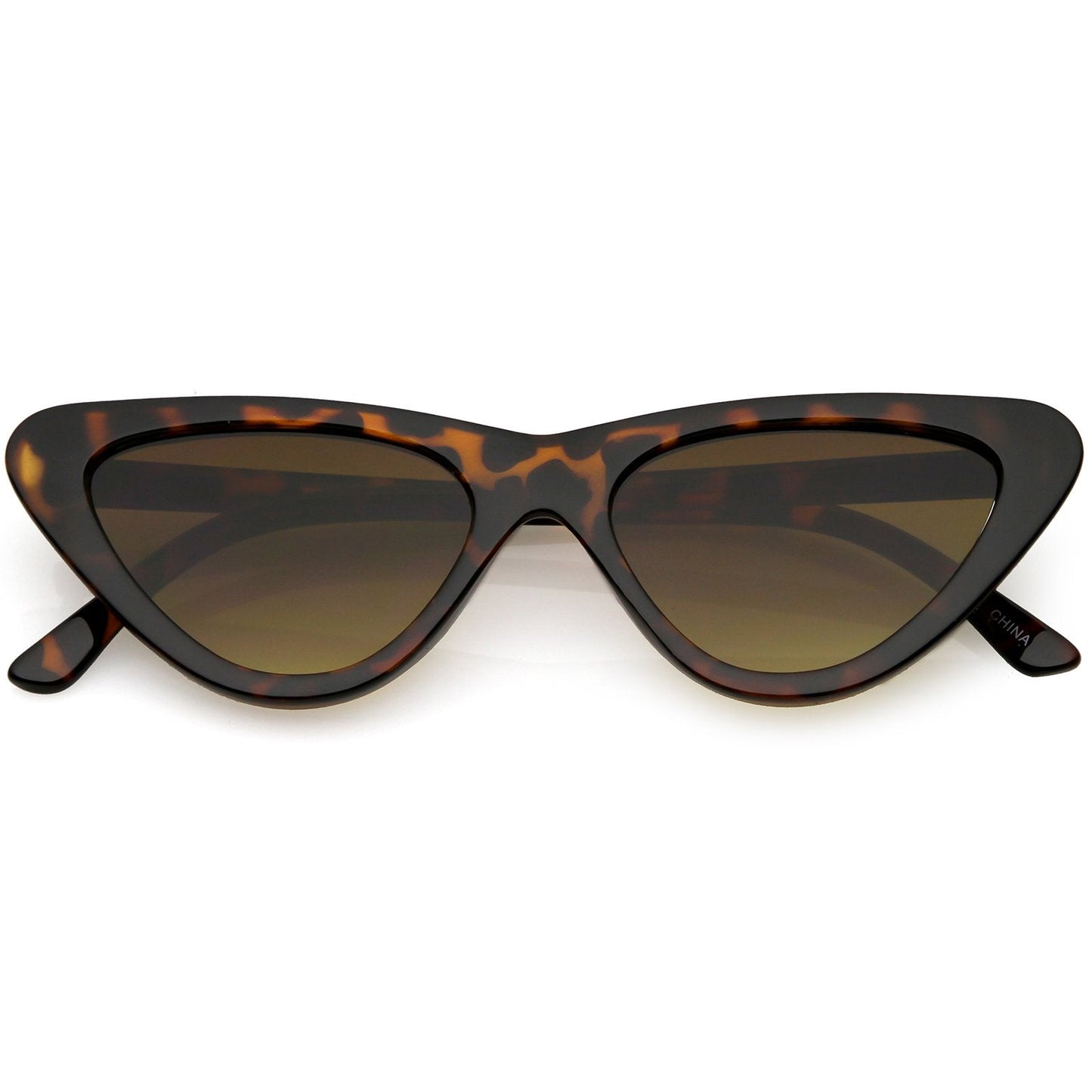 Small Retro Slim Flat Lens Cat Eye Sunglasses - C520