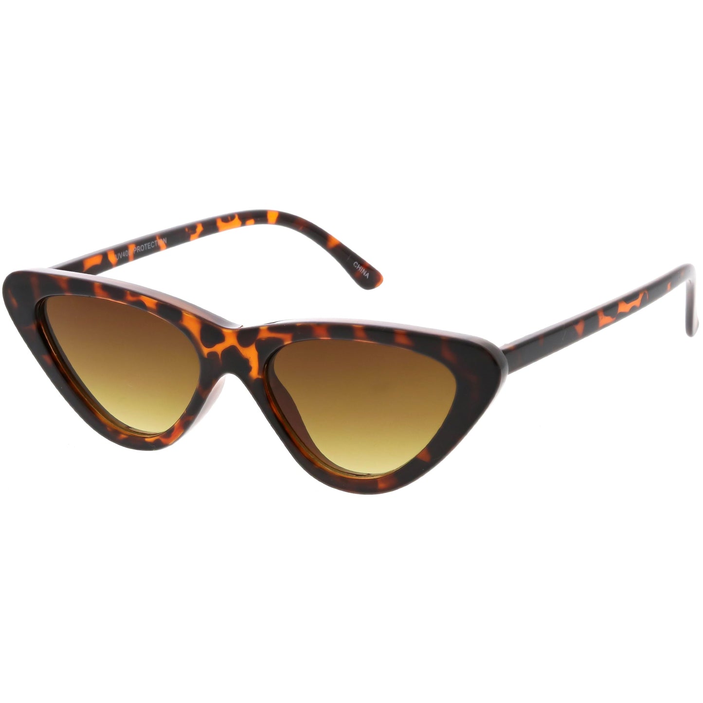 Small Retro Slim Flat Lens Cat Eye Sunglasses - C520