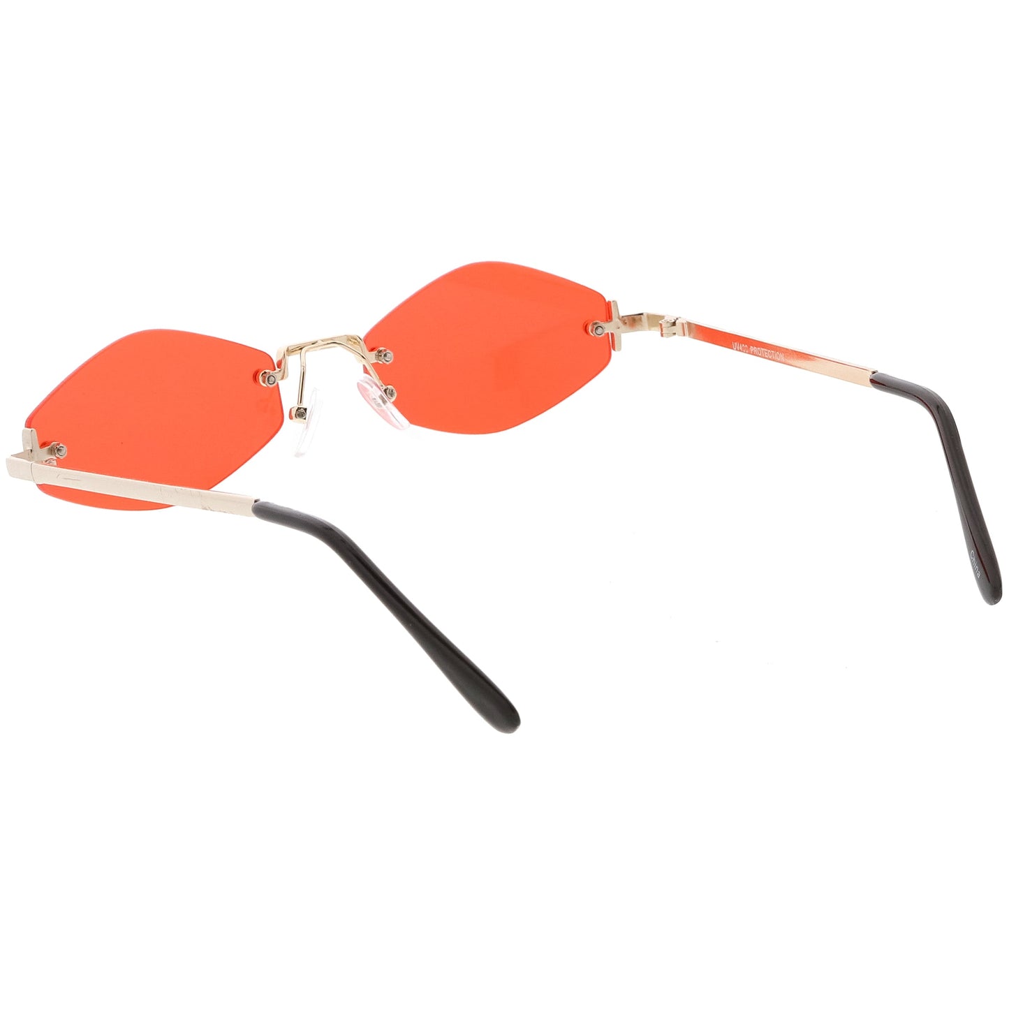 1990's Small Rimless Color Tone Geometric Hexagon Sunglasses C591