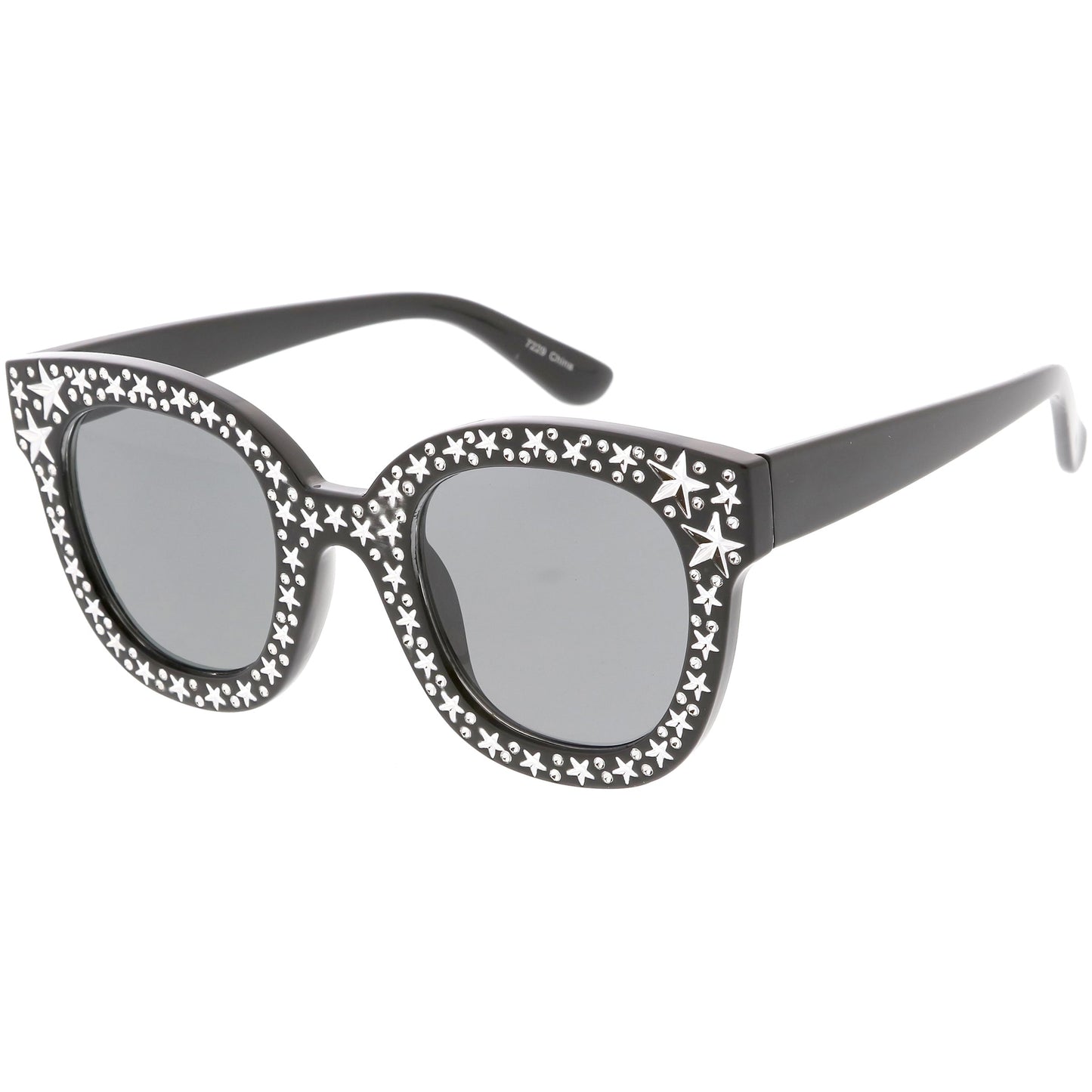 Oversize Novelty Star Embellished Horned Rim Sunglasses C683