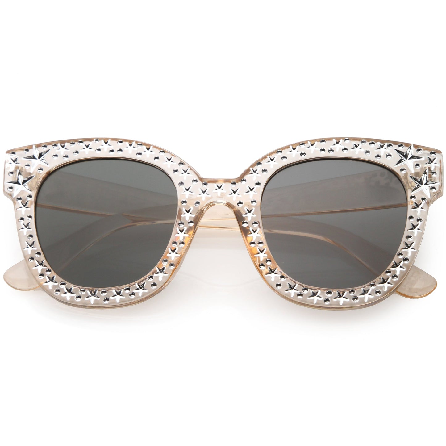 Oversize Novelty Star Embellished Horned Rim Sunglasses C683