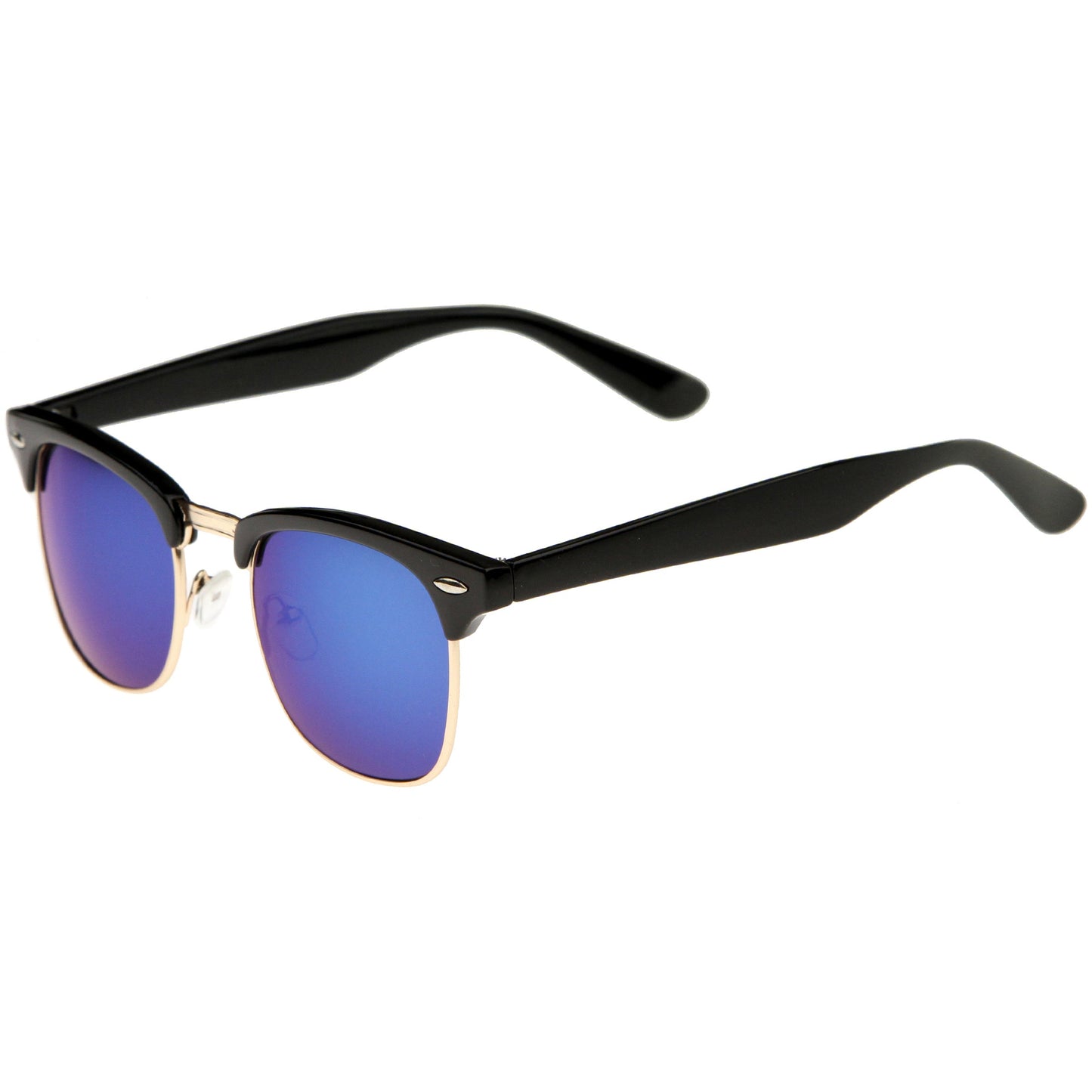 Classic Square Colored Mirrored Lens Horn Rimmed Sunglasses C772