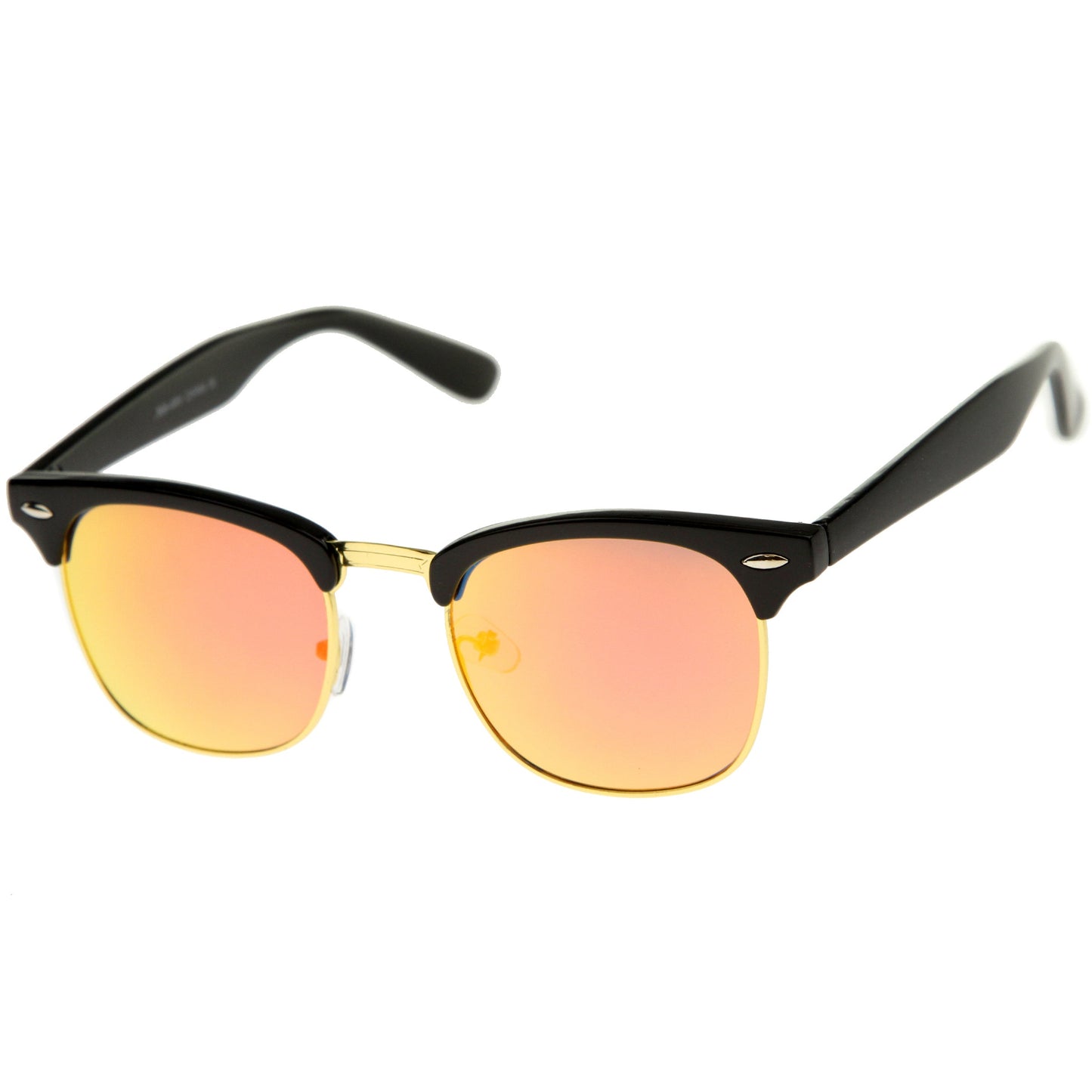 Classic Square Colored Mirrored Lens Horn Rimmed Sunglasses C772