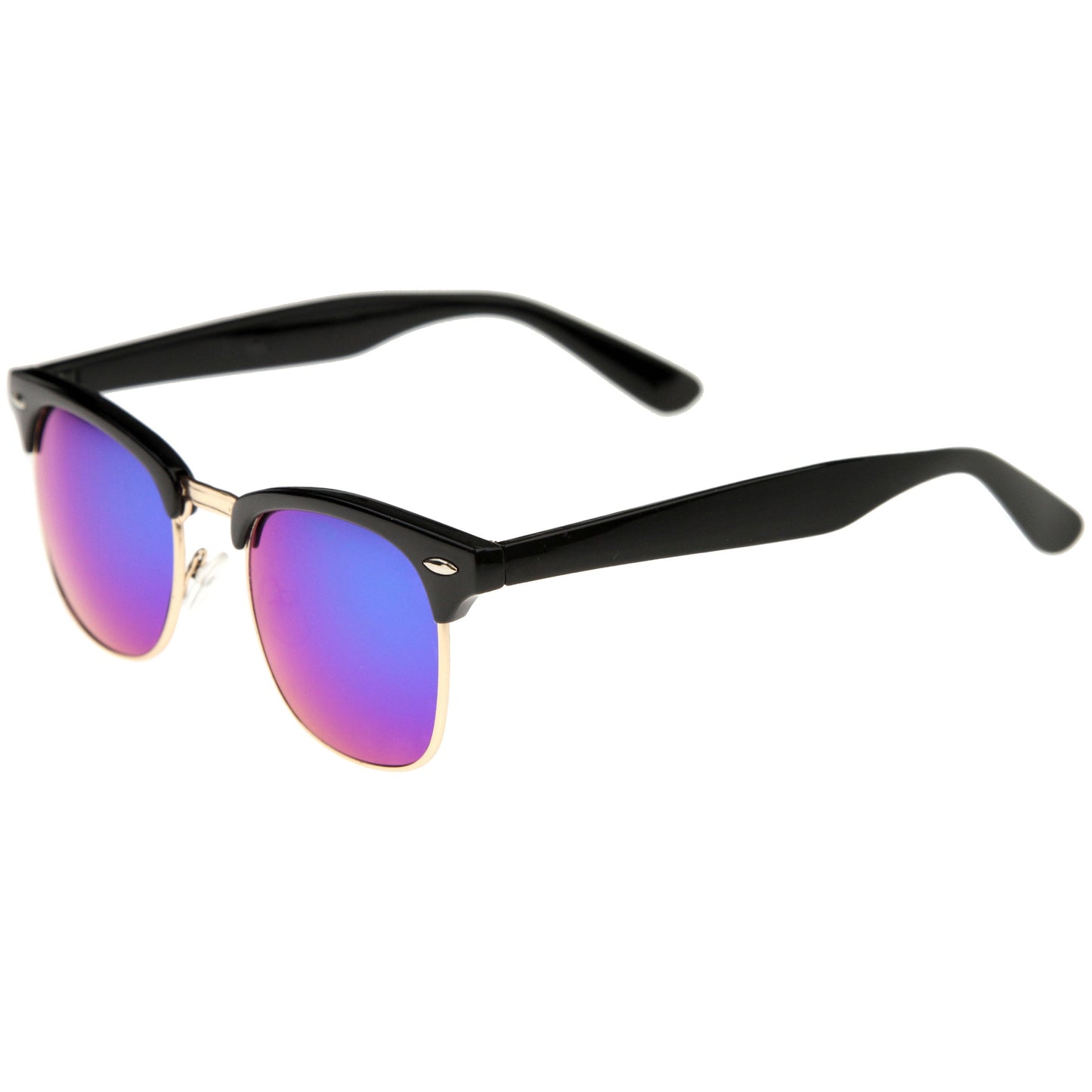 Classic Square Colored Mirrored Lens Horn Rimmed Sunglasses C772