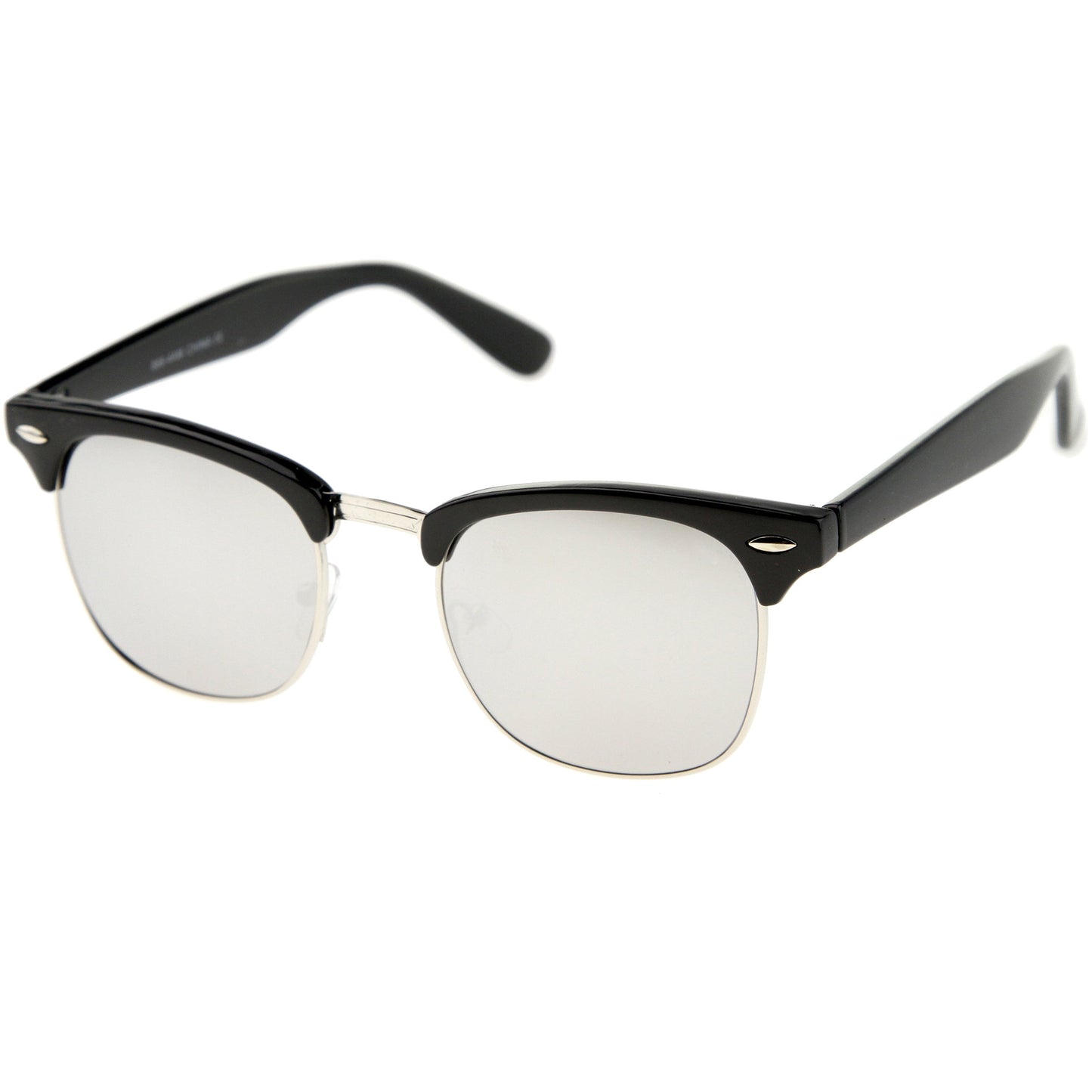 Classic Square Colored Mirrored Lens Horn Rimmed Sunglasses C772