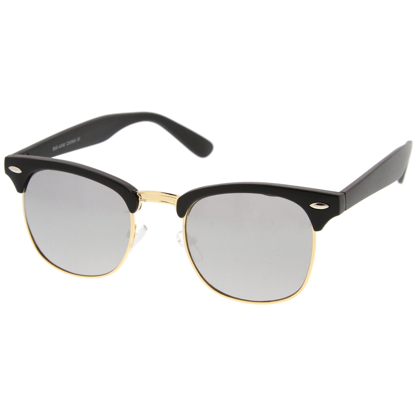 Classic Square Colored Mirrored Lens Horn Rimmed Sunglasses C772