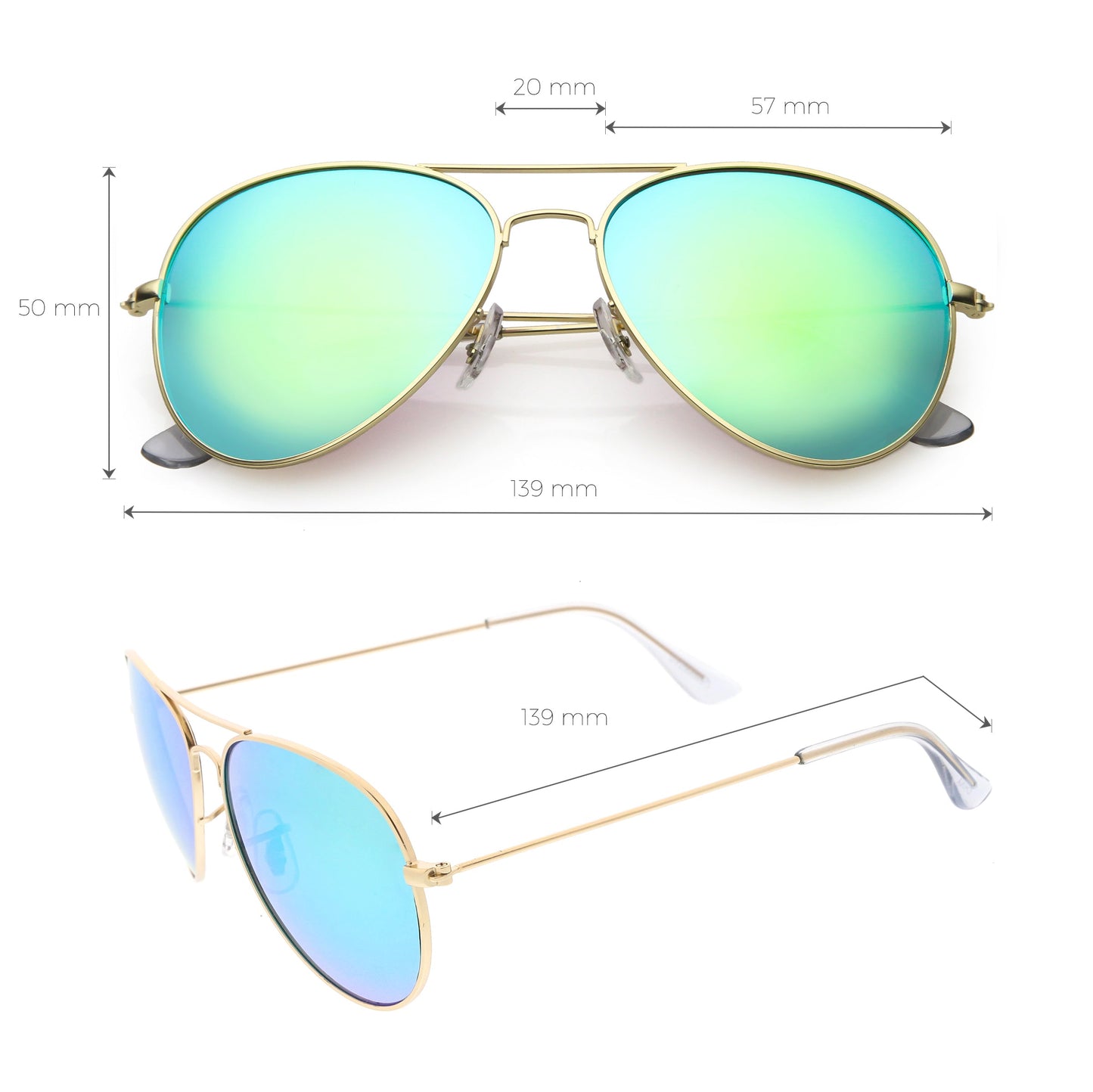 Classic Metal Colored Mirror Lens Aviator Sunglasses C775