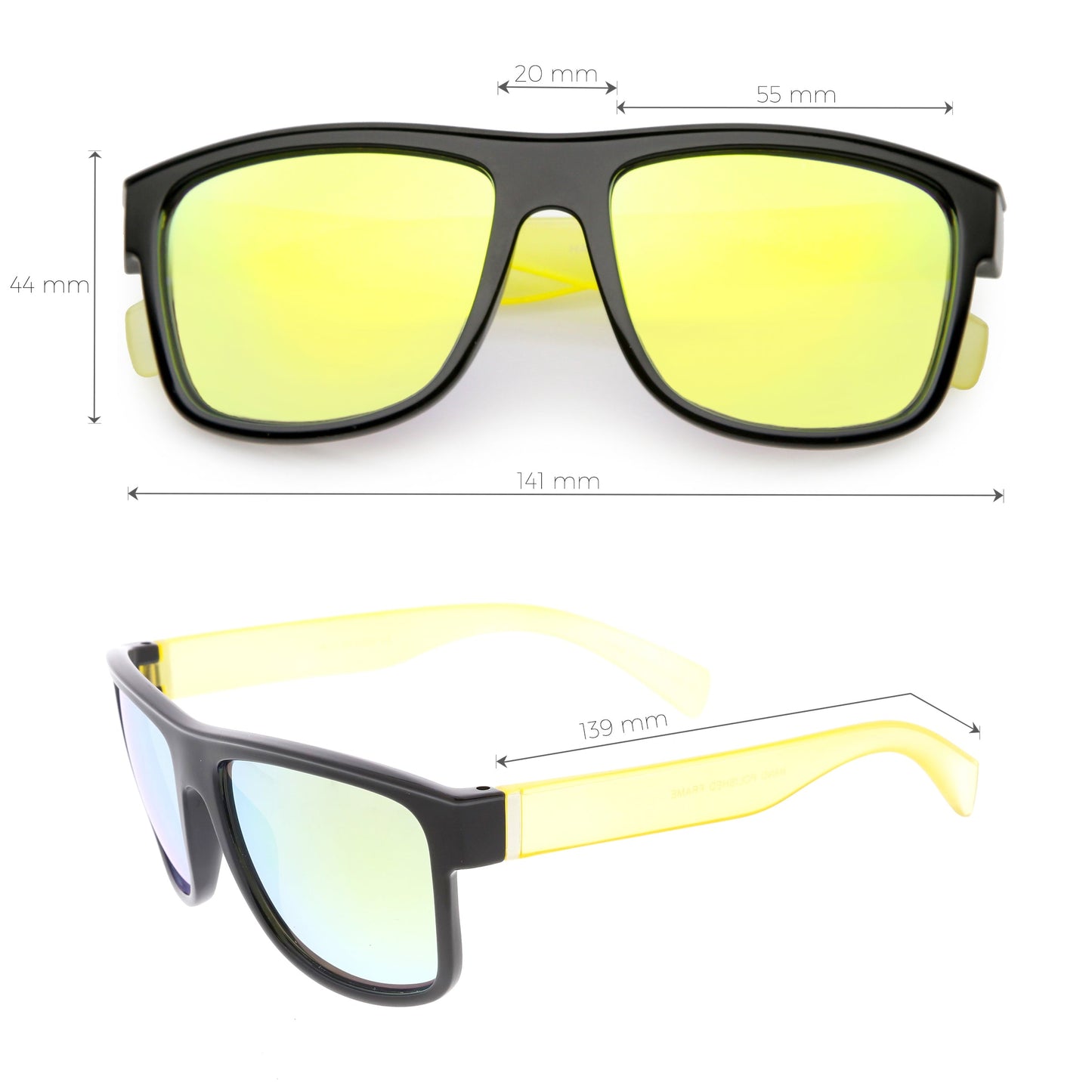 Radical Retro Skater Horned Rim Flash Mirrored Sunglasses C787