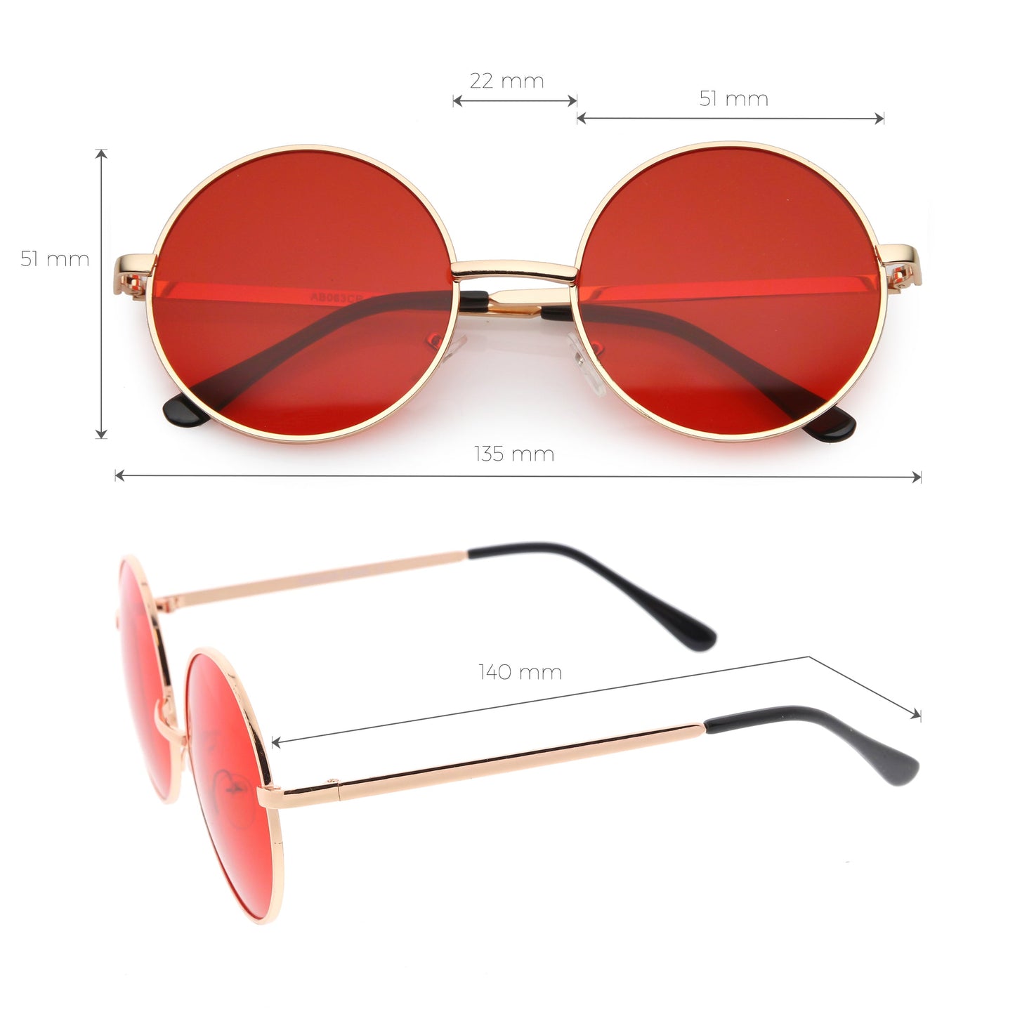 Retro Hippie Round Color Tone Metal Sunglasses 9892