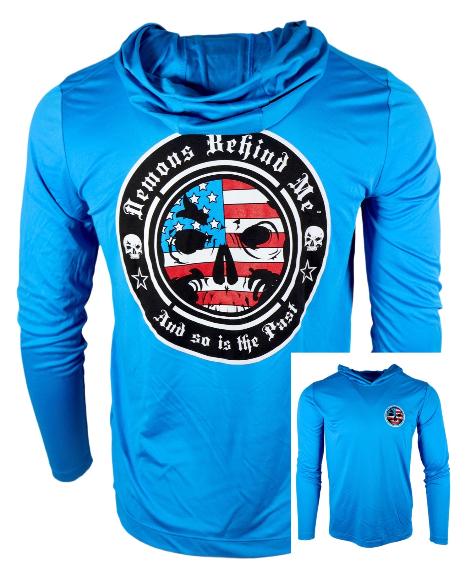 Unisex Blue Hooded Patriotic UV Long Sleeve