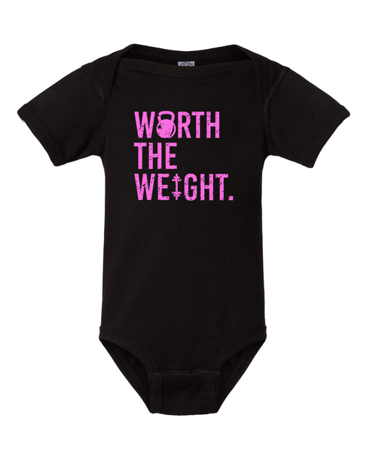 Worth The Weight Onesie (With Pink Text)