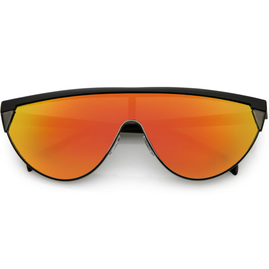 Retro Futuristic Flat Top Mono Shield Blade Sunglasses C953