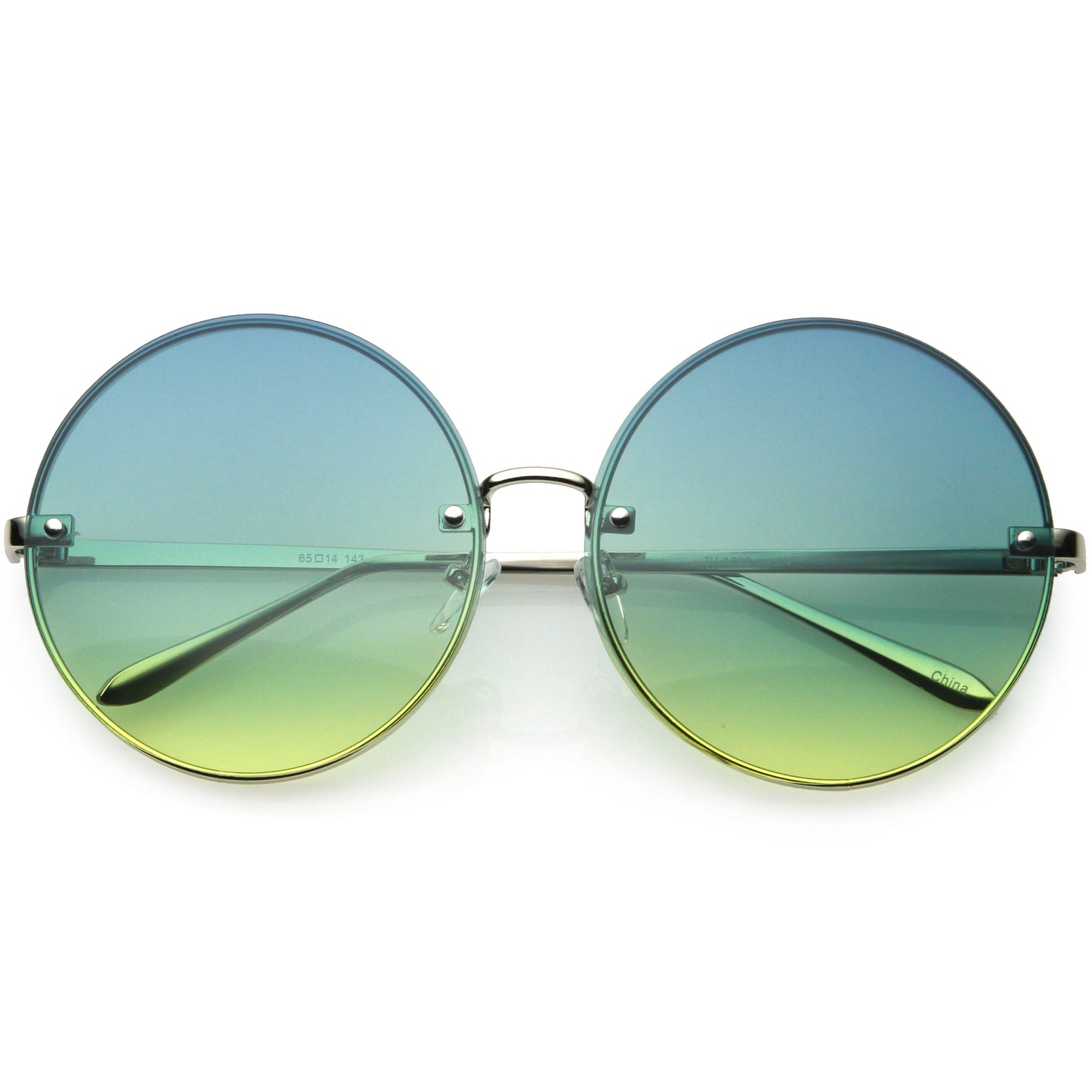 Women's Oversize Round Rimless Color Two Tone Sunglasses C985